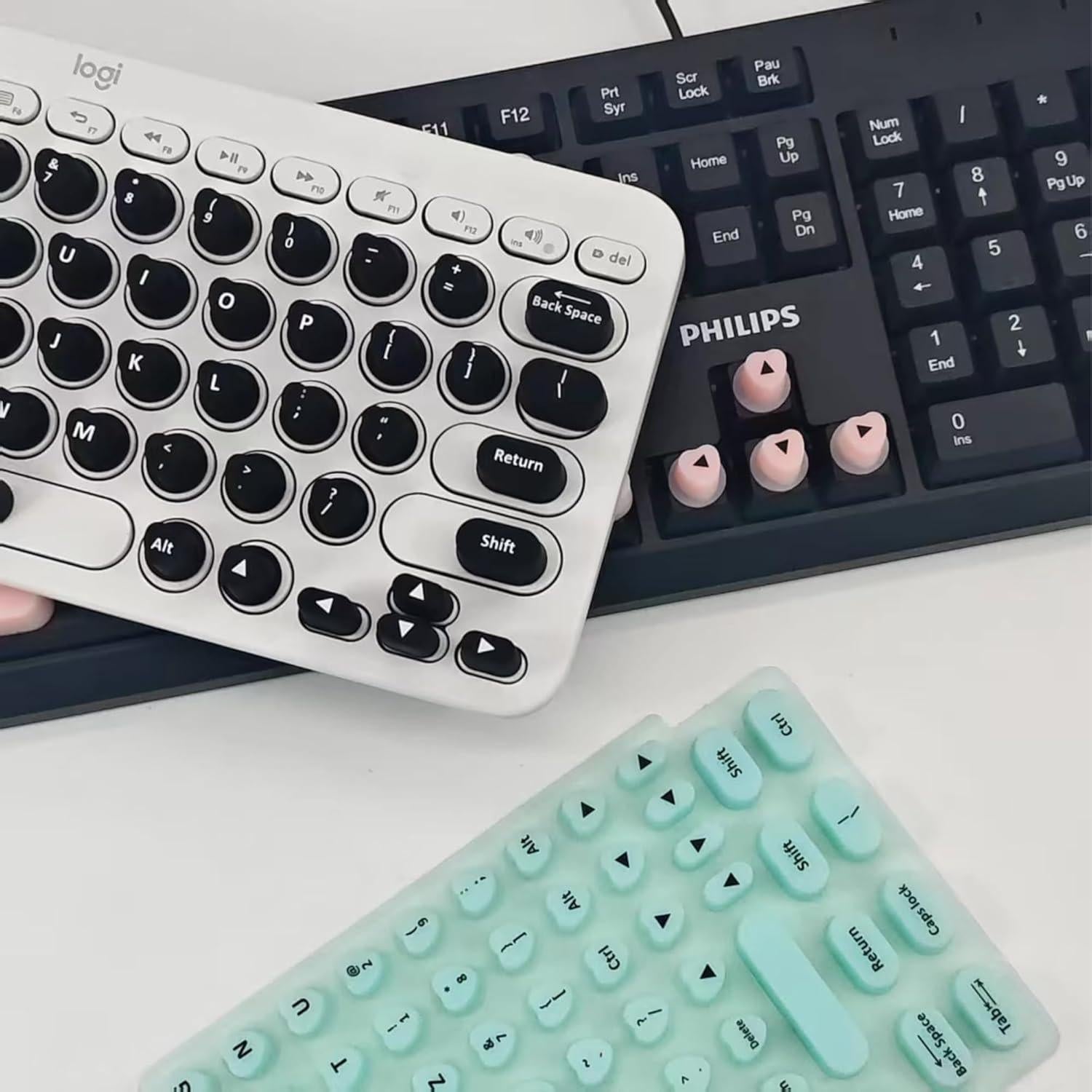 Pegatinas de Teclado SJWOW para Uñas Largas - Corazón Negro