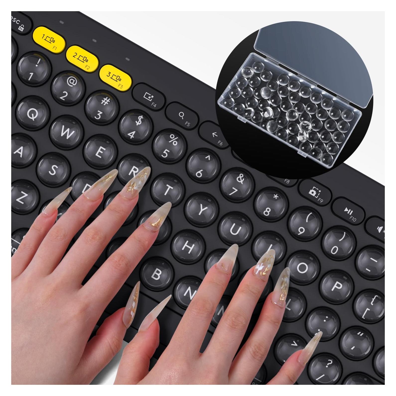 Pegatinas de Teclado Transparentes CASEDAO 64 PCS para Uñas Largas