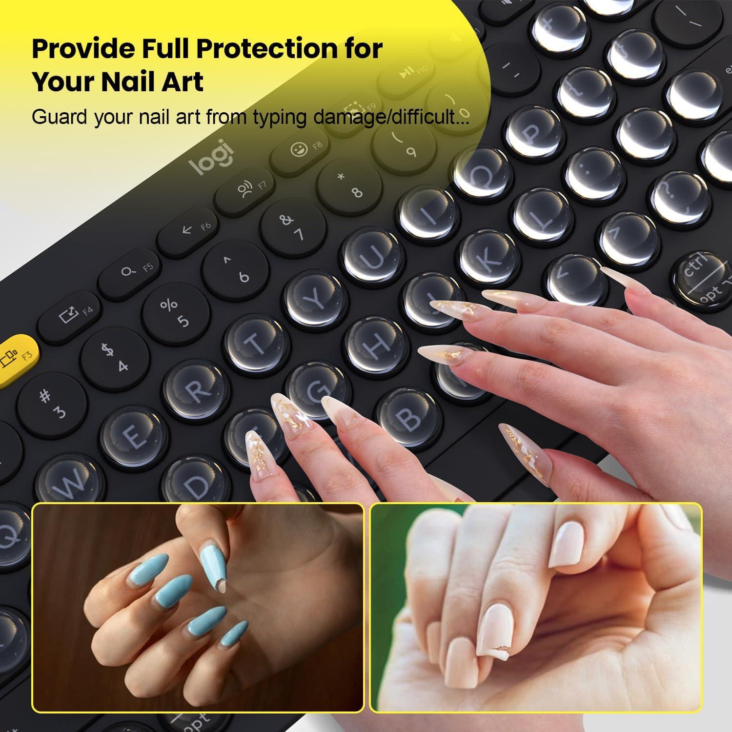 Pegatinas de Teclado Transparentes CASEDAO 64 PCS para Uñas Largas