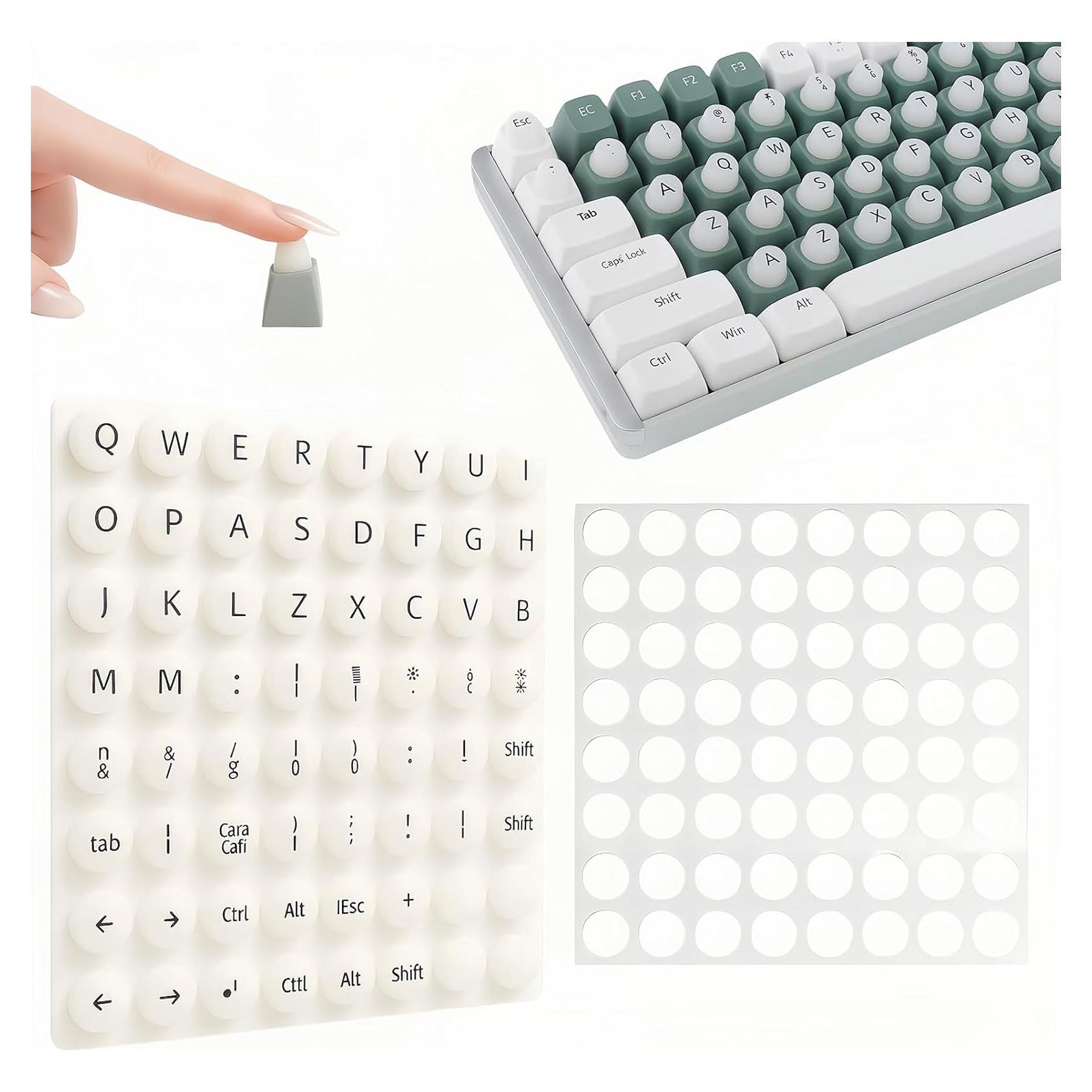 Teclado Elevado para Uñas Largas Lyehip - 64 Piezas Silicona Blanca