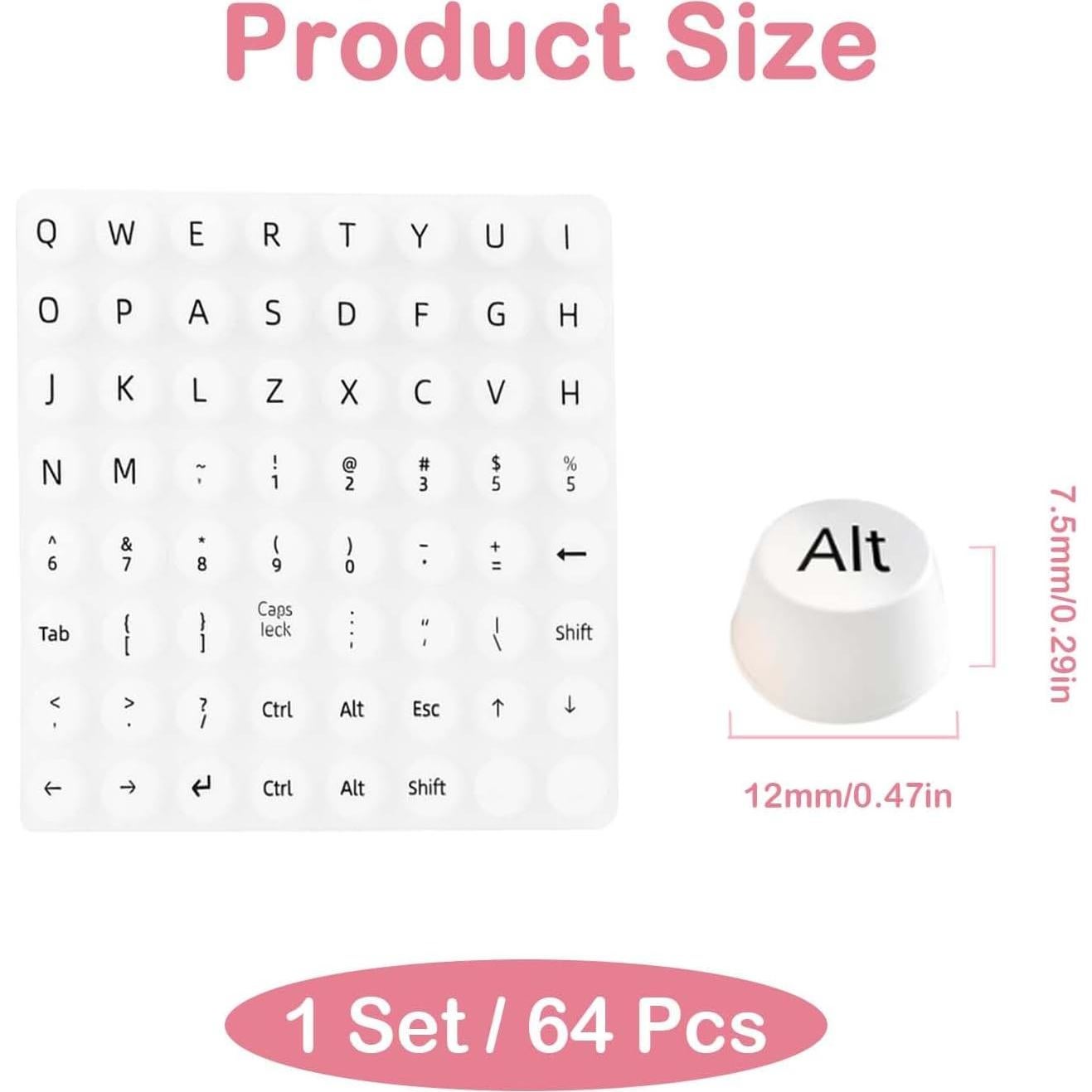 Teclado Elevado para Uñas Largas Lyehip - 64 Piezas Silicona Blanca