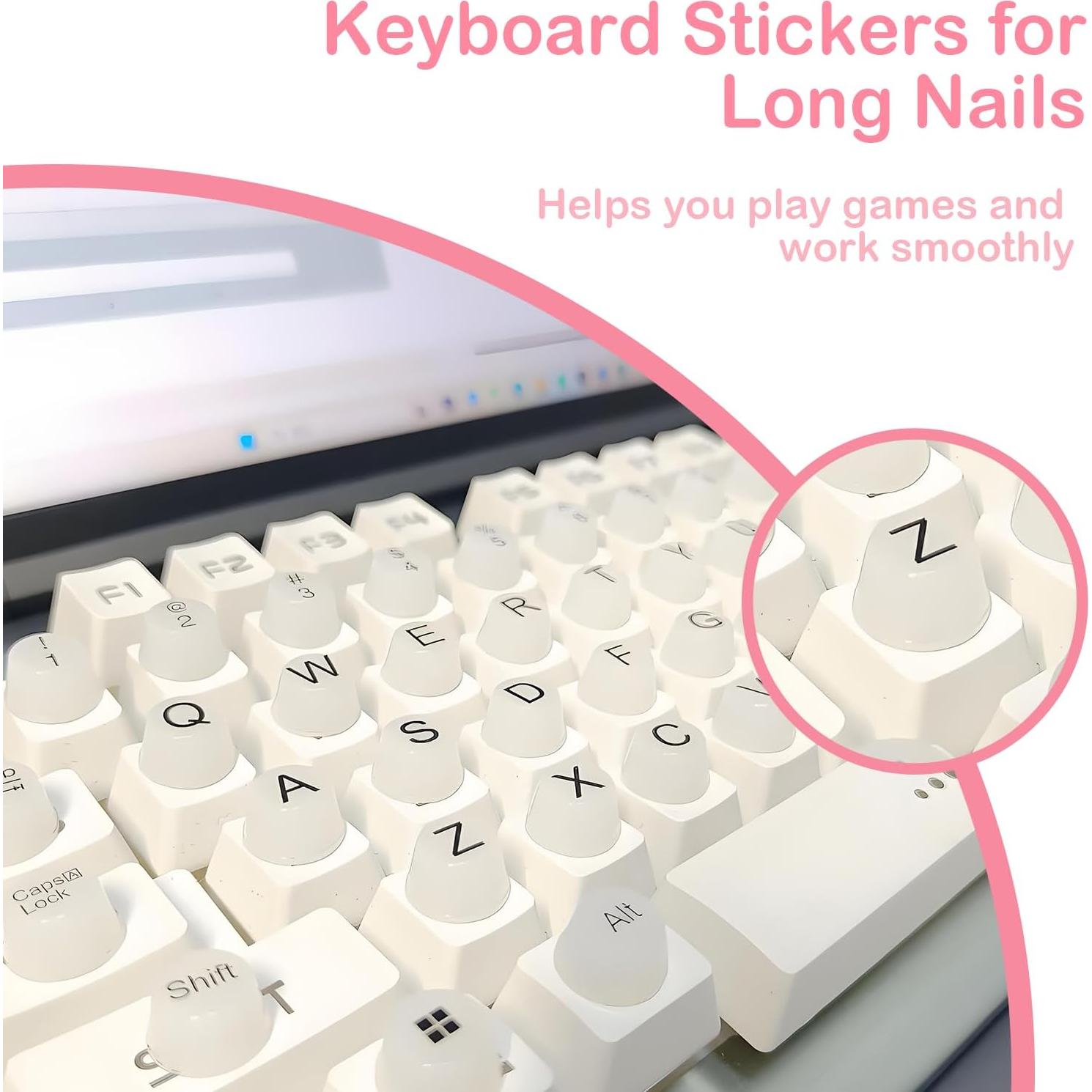 Teclado Elevado para Uñas Largas Lyehip - 64 Piezas Silicona Blanca