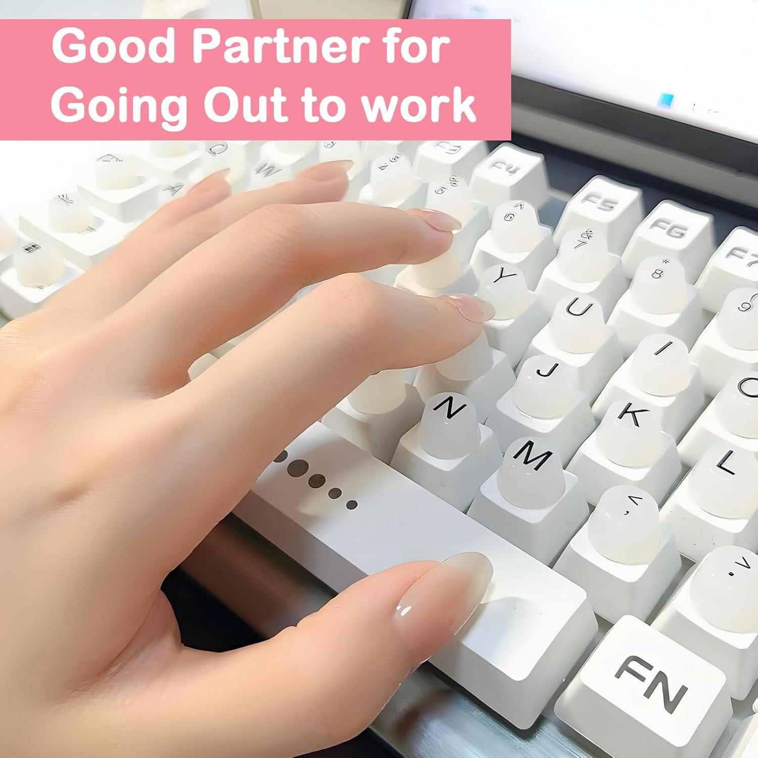 Teclado Elevado para Uñas Largas Lyehip - 64 Piezas Silicona Blanca