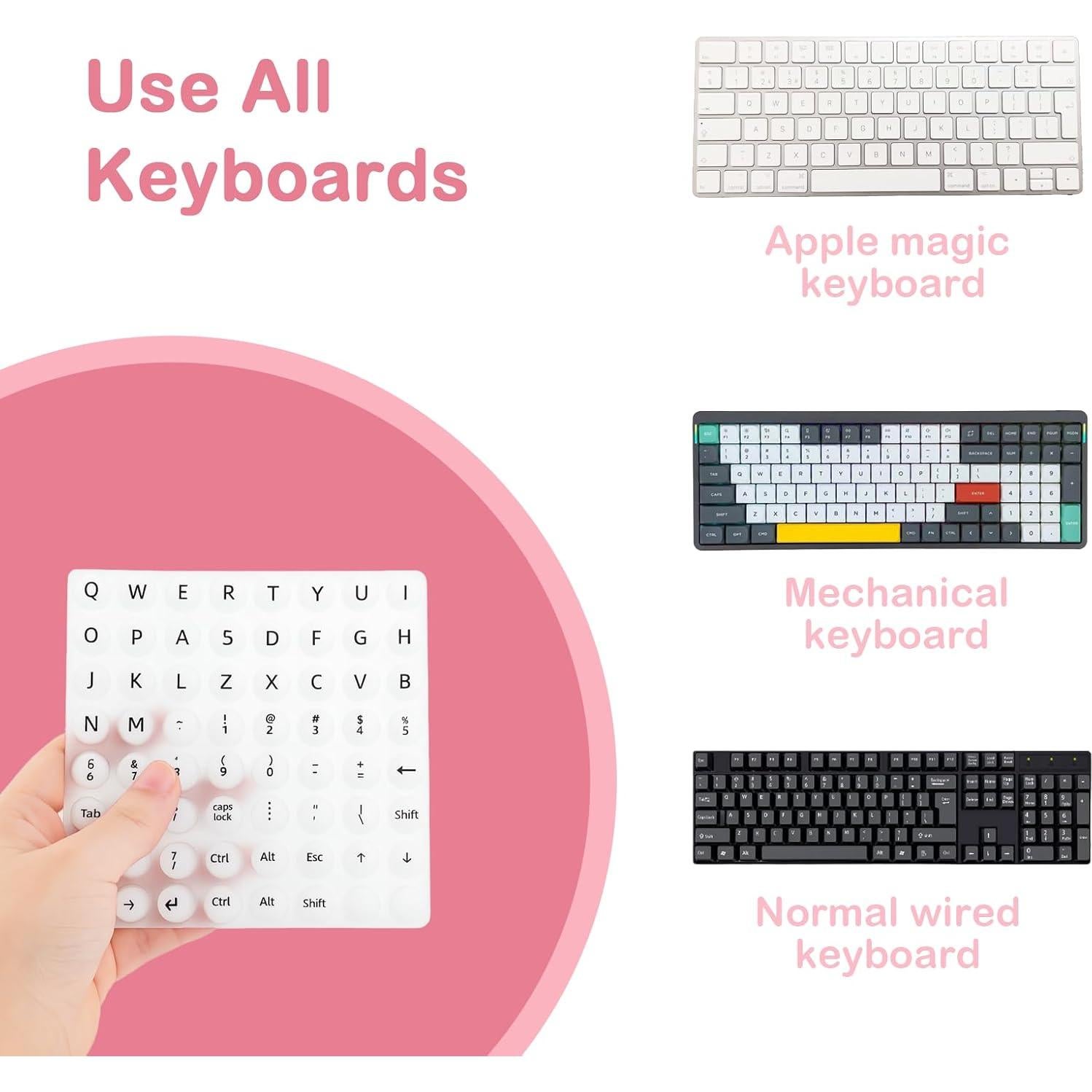 Teclado Elevado para Uñas Largas Lyehip - 64 Piezas Silicona Blanca