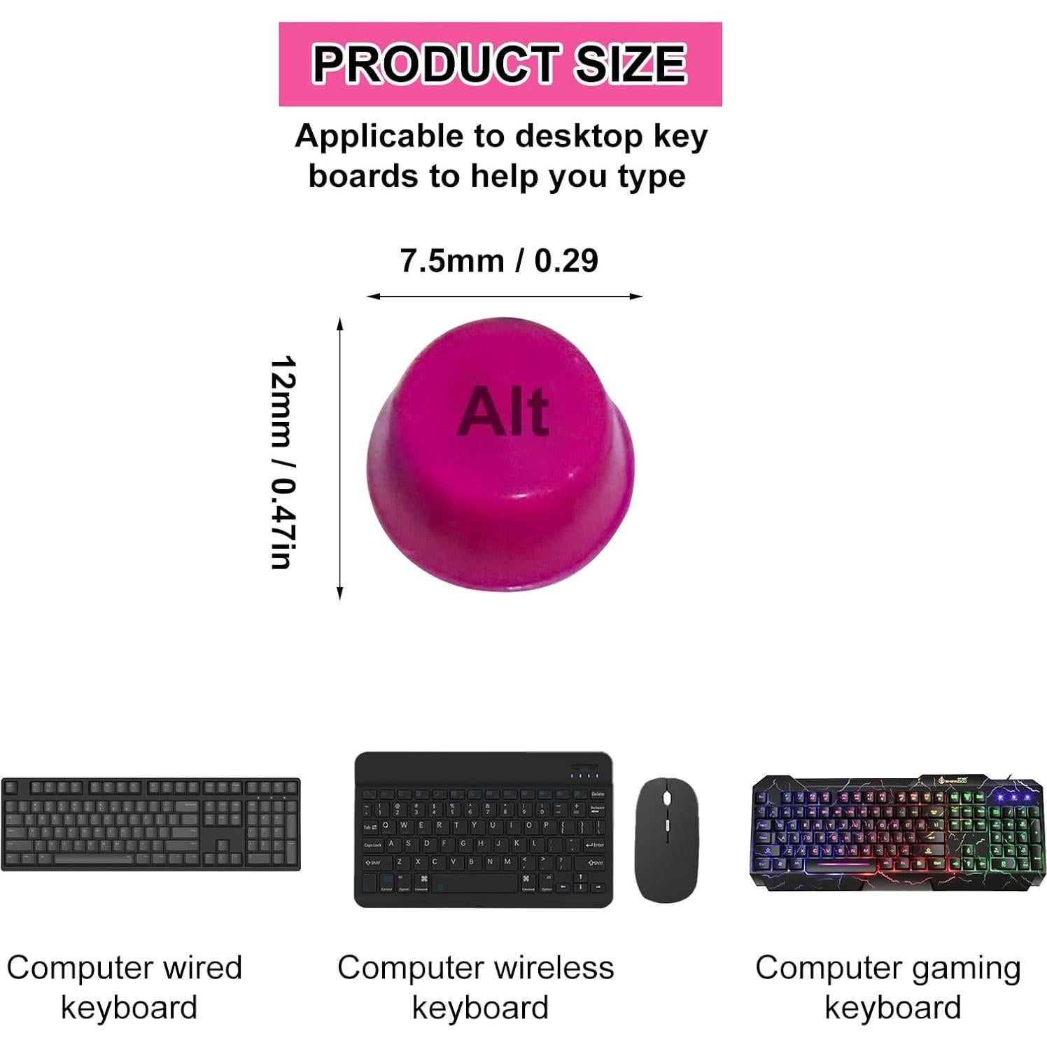 64 Calcomanías de Teclado Rosa Oscuro HINGTAI para Uñas Largas