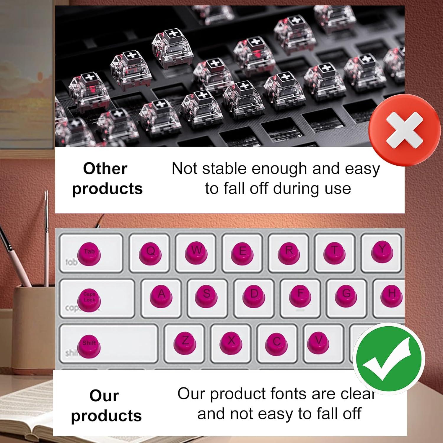 64 Calcomanías de Teclado Rosa Oscuro HINGTAI para Uñas Largas