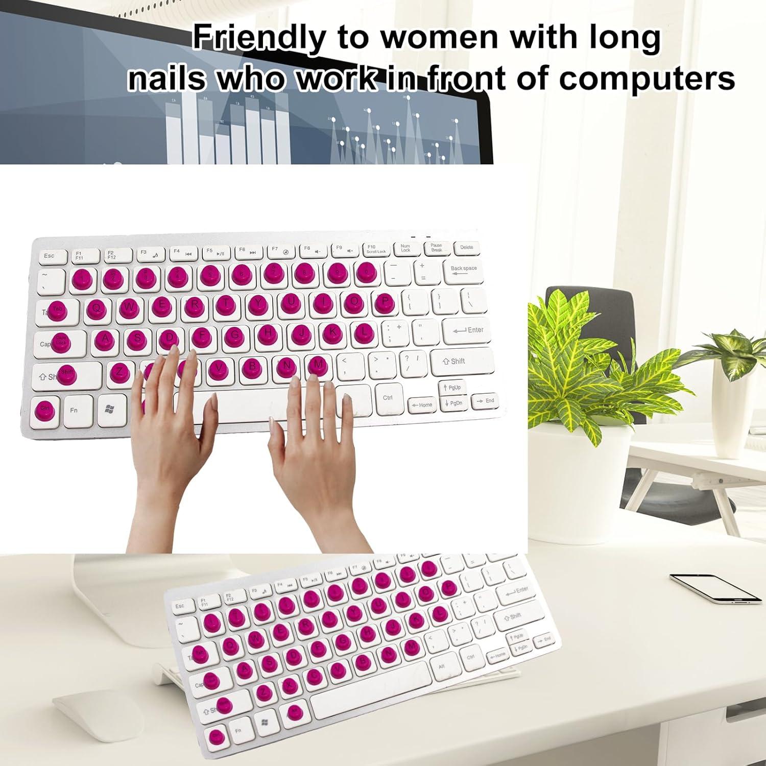 64 Calcomanías de Teclado Rosa Oscuro HINGTAI para Uñas Largas