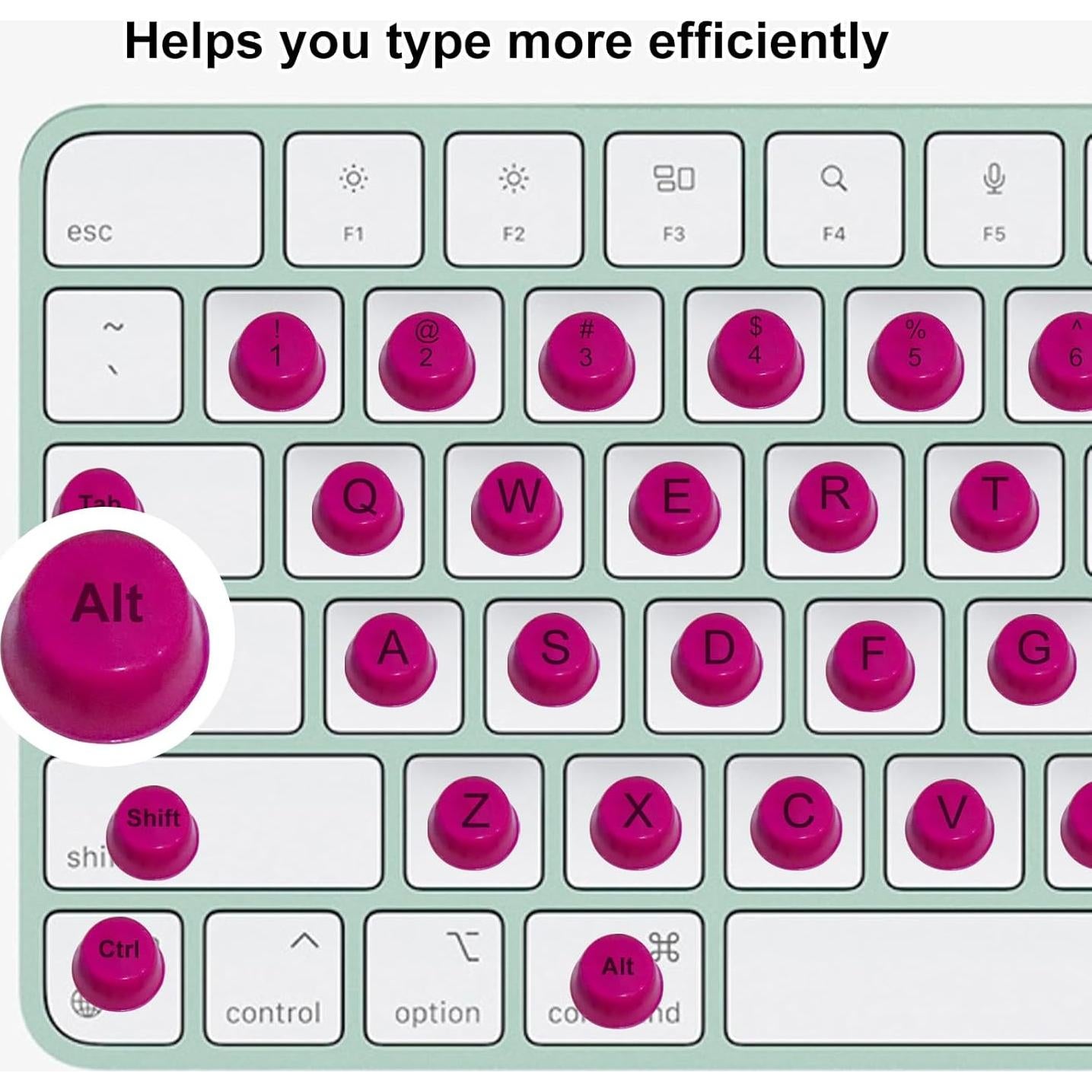 64 Calcomanías de Teclado Rosa Oscuro HINGTAI para Uñas Largas