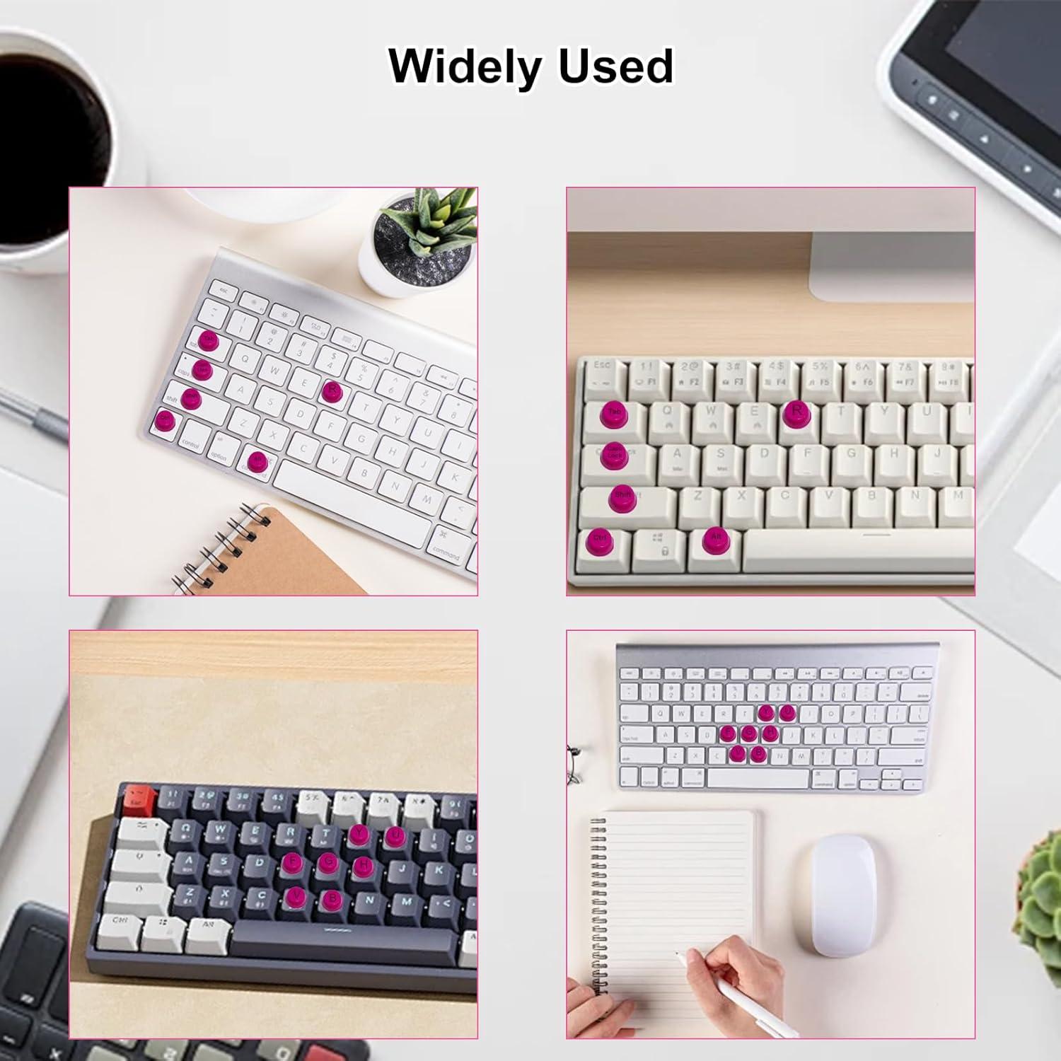 64 Calcomanías de Teclado Rosa Oscuro HINGTAI para Uñas Largas