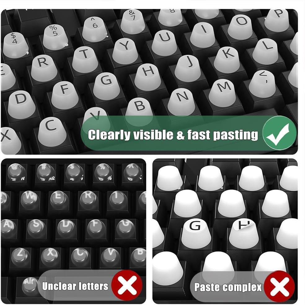 Calcomanías Elevadas para Teclado MasiBloom 64 Pcs Blanco