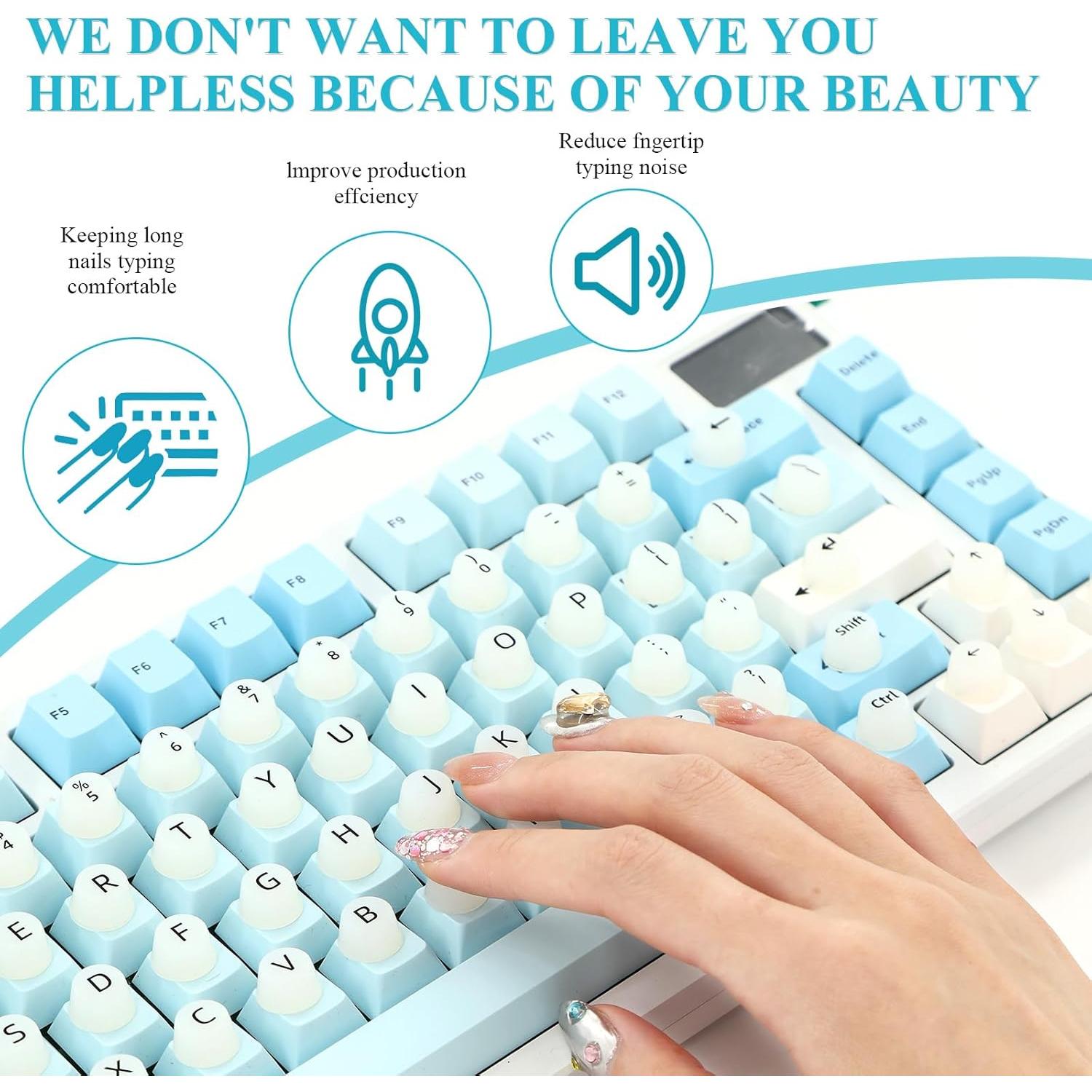 Cubierta de Teclado para Uñas Largas Braxan - Silicona Suave