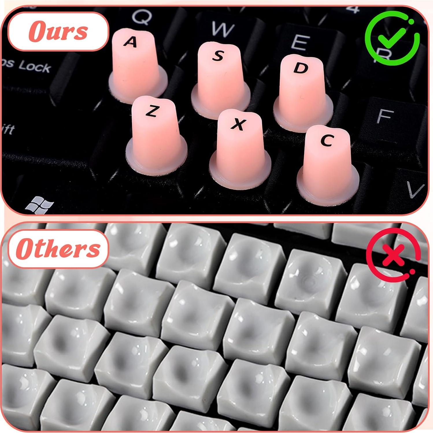 70 Etiquetas de Teclado Rosa Silicona para Uñas Largas