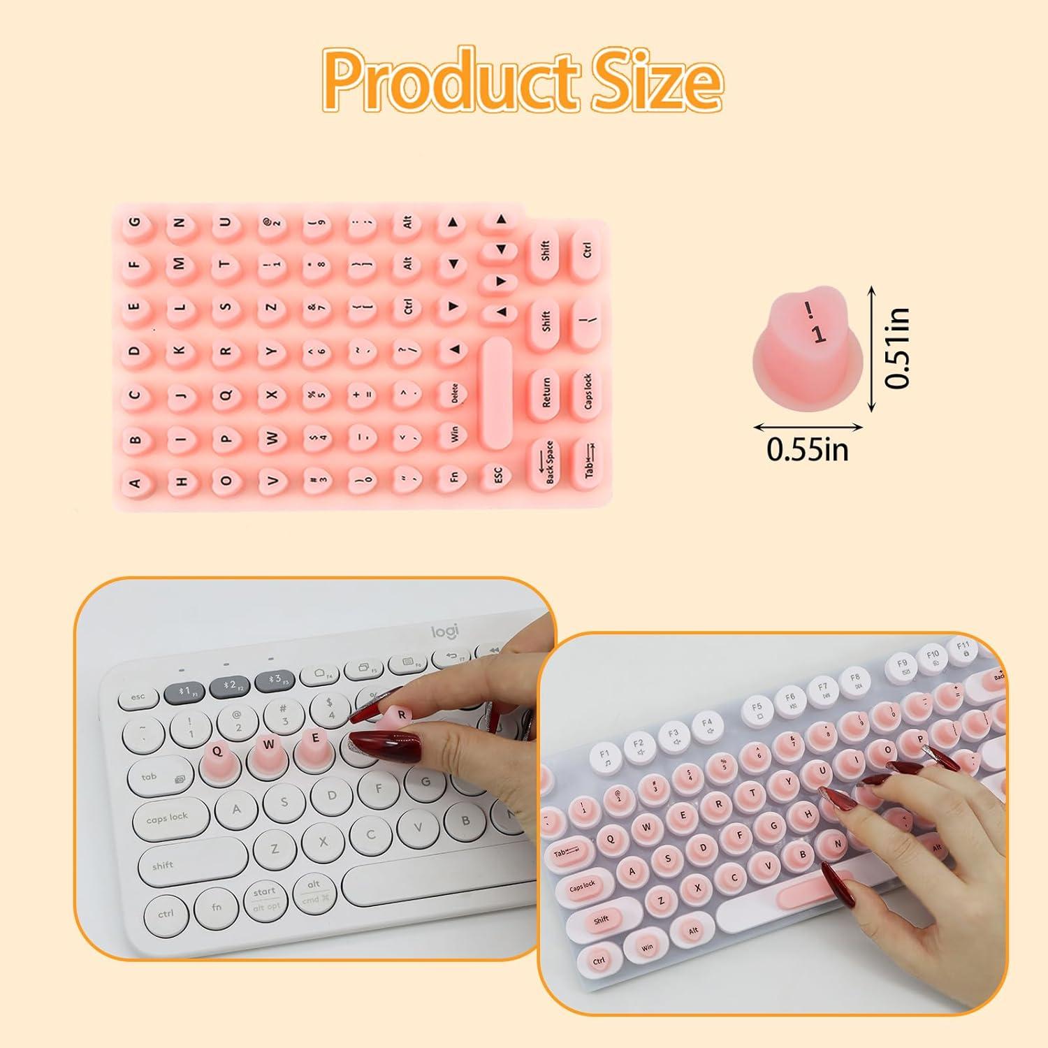 Calcomanías de Teclado Silicona Rosa YzxQzxdron 70 pcs
