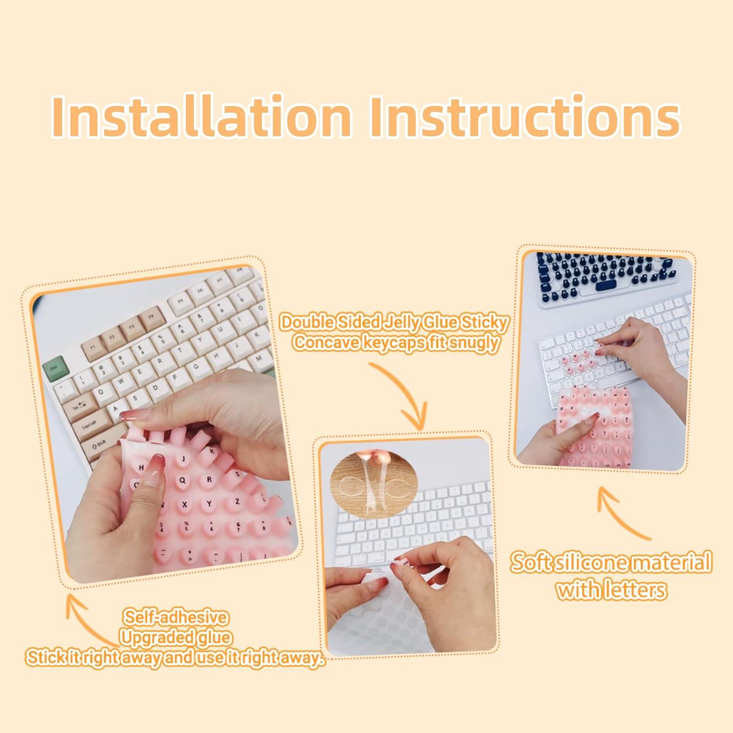 Calcomanías de Teclado Silicona Rosa YzxQzxdron 70 pcs