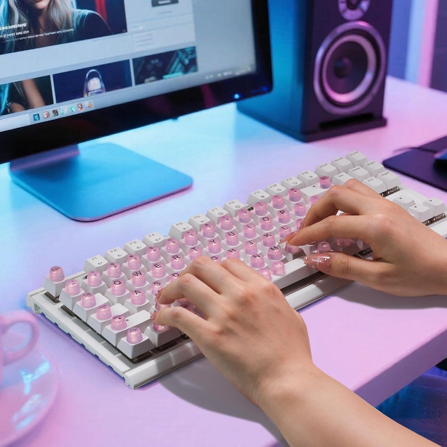 Calcomanías de Teclado Elevadas Botón Elevado Rosa 64 Pzs