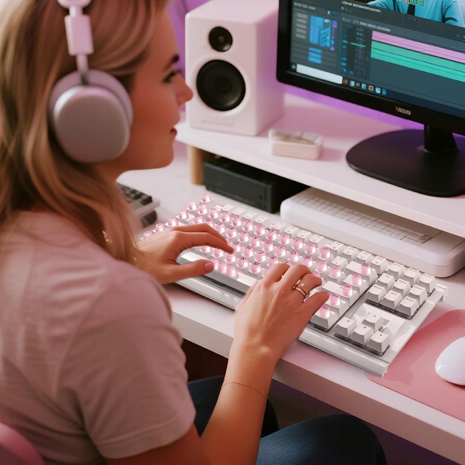 Calcomanías de Teclado Elevadas Botón Elevado Rosa 64 Pzs