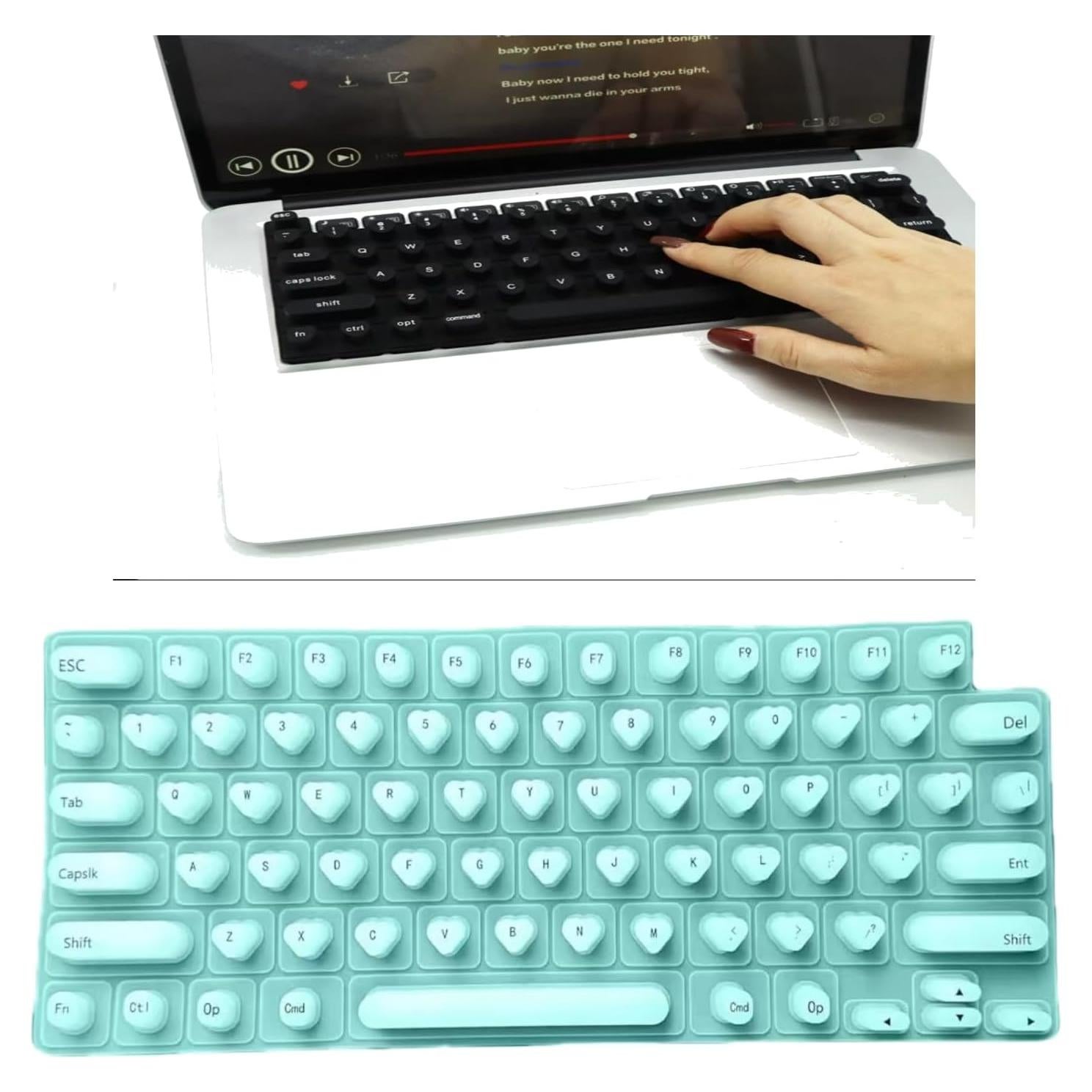 Cubierta de Teclado de Silicona Verde para Uñas Largas MacBook Pro 13"