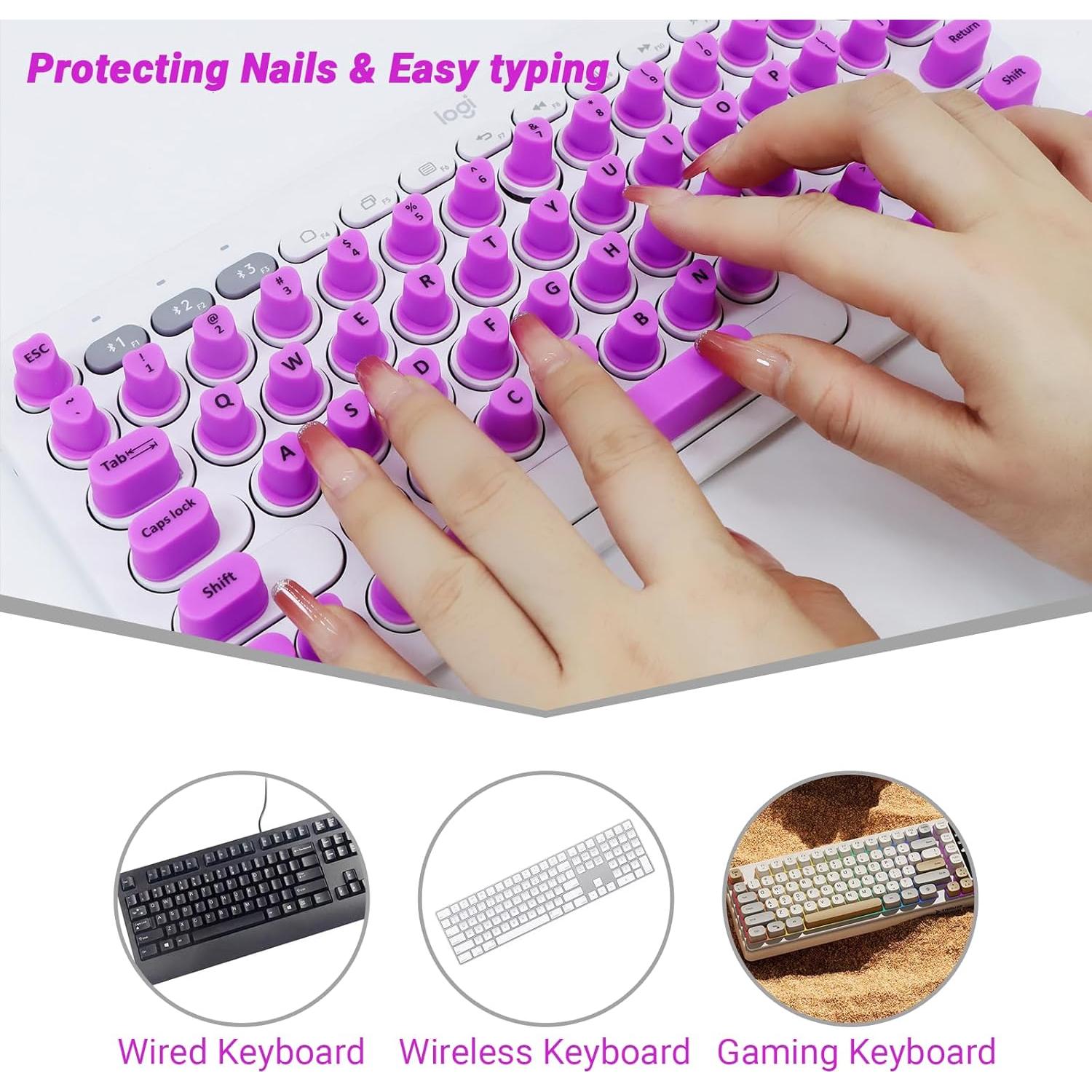 Pegatinas de Teclado DR.YYDF para Uñas Largas - Púrpura