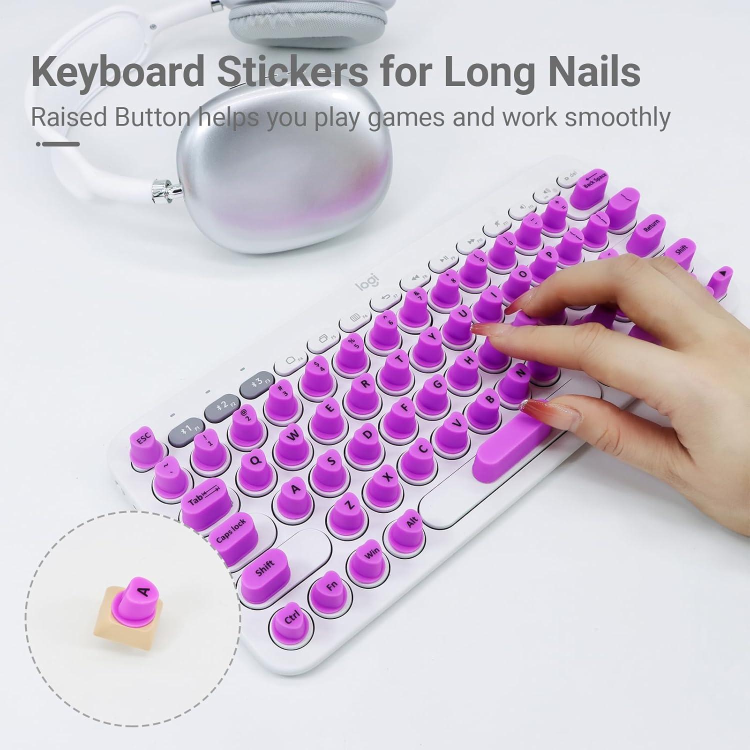 Pegatinas de Teclado DR.YYDF para Uñas Largas - Púrpura