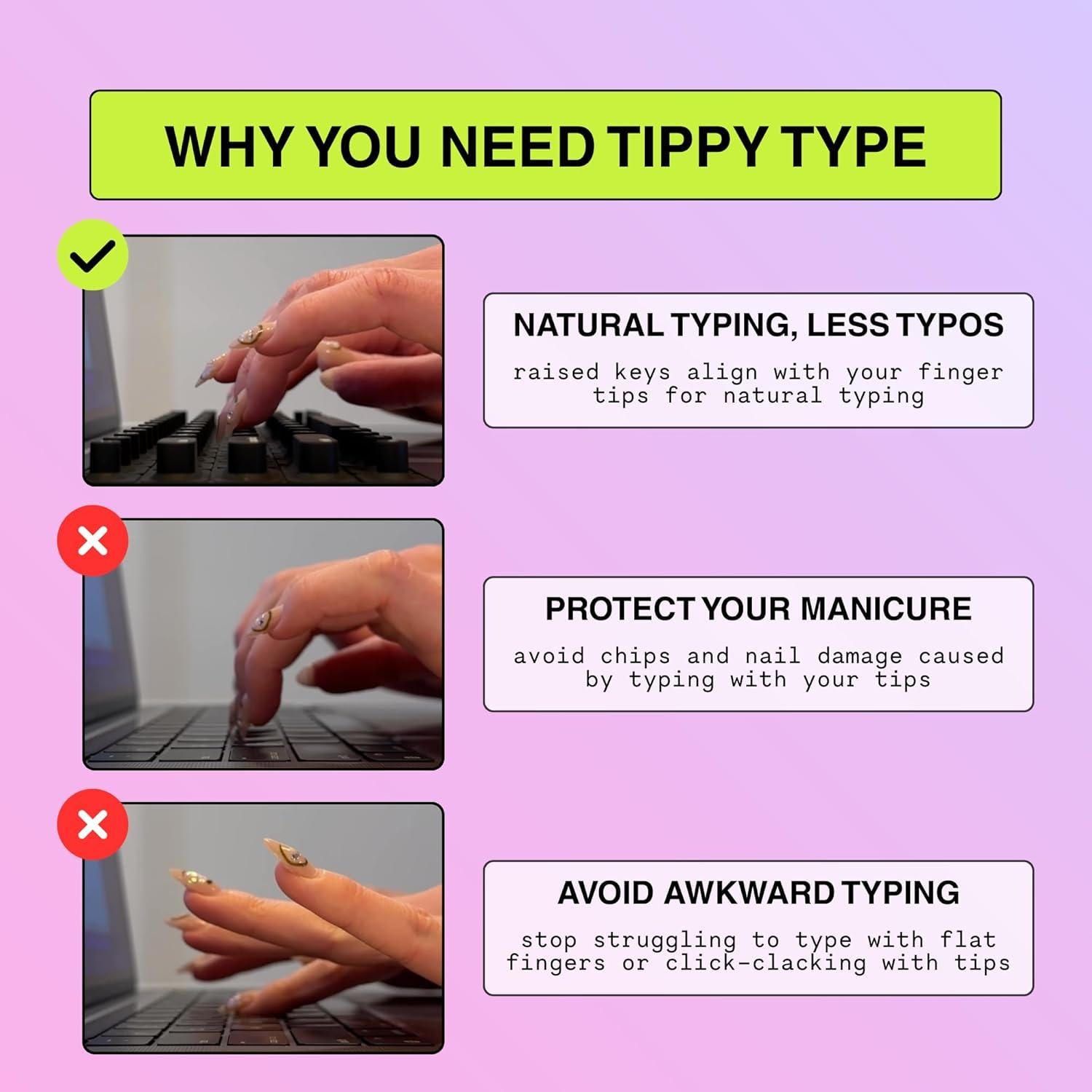 Cubierta de Teclado Elevada Tippy Type para Uñas Largas - Silicona - MacBook Pro/Air, iPad 13"