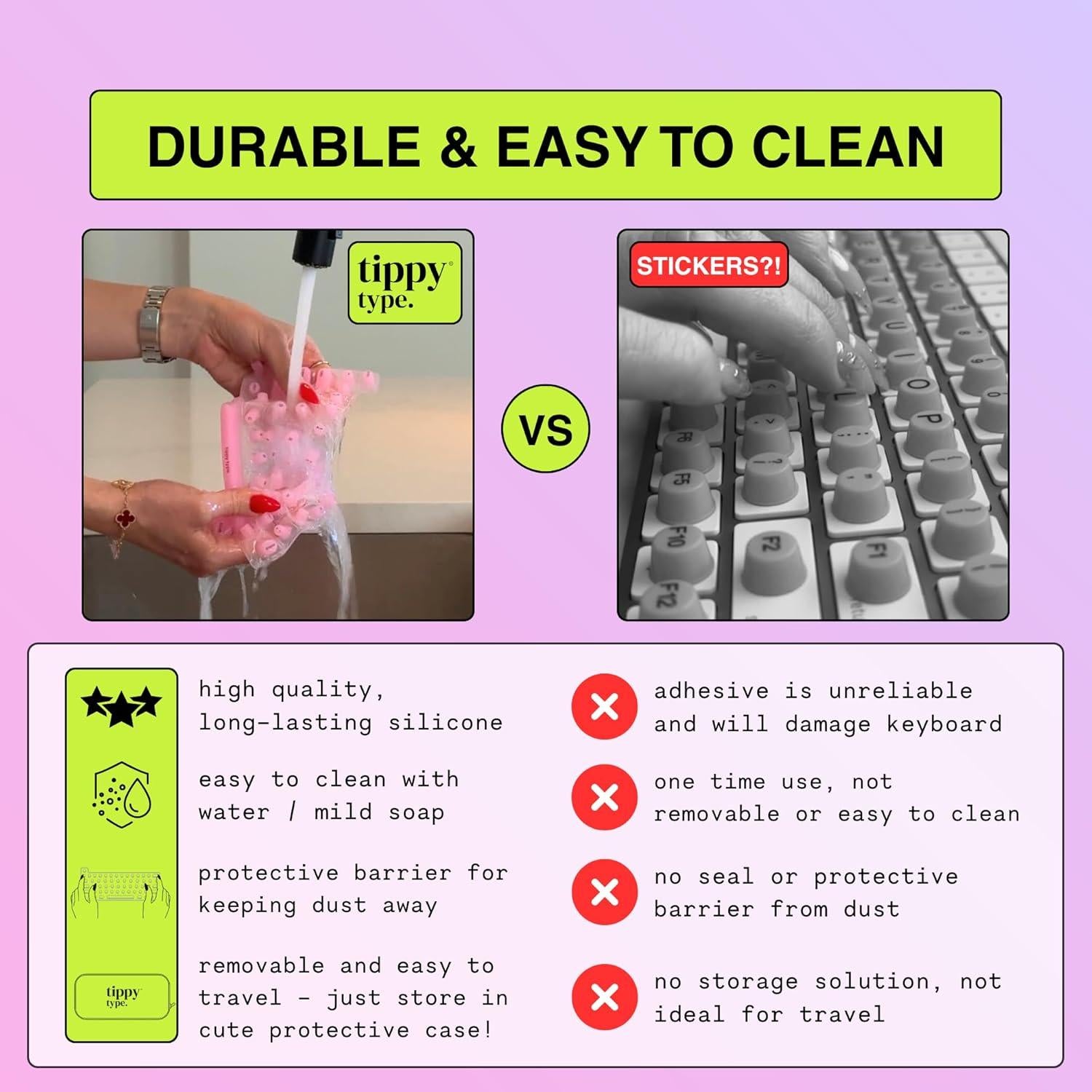 Cubierta de Teclado Elevada Tippy Type para Uñas Largas - Silicona - MacBook Pro/Air, iPad 13"