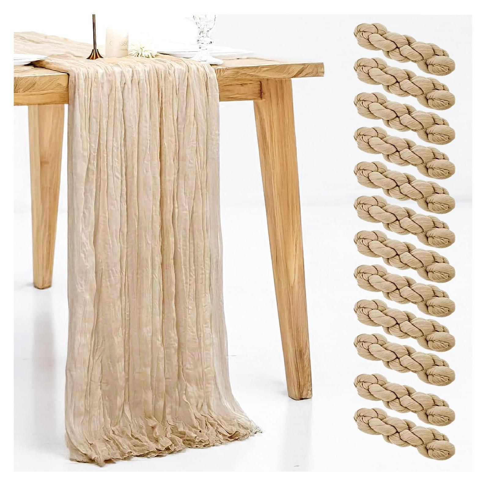 Paquete de 12 Caminos de Mesa de Gasa Beige 90x300 cm