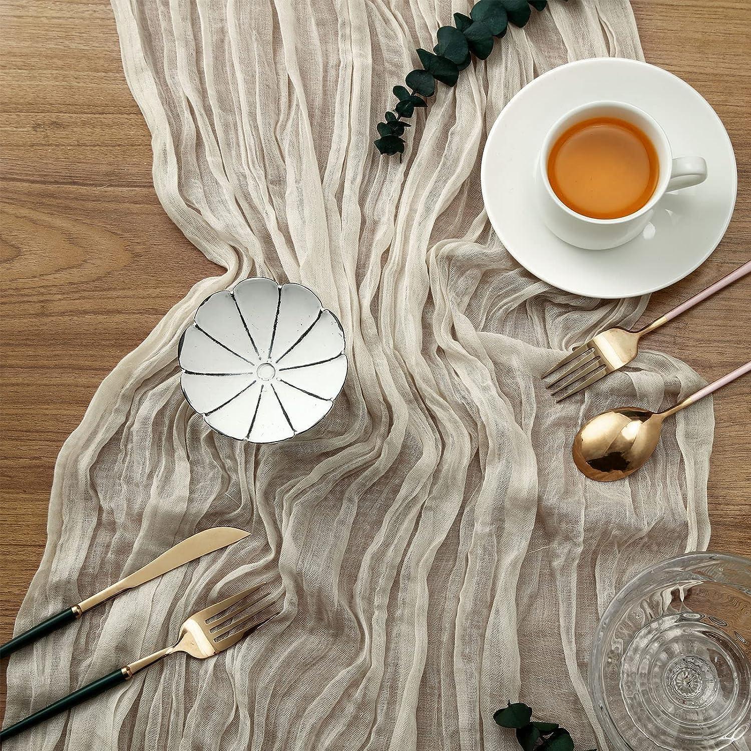 Paquete de 12 Caminos de Mesa de Gasa Beige 90x300 cm