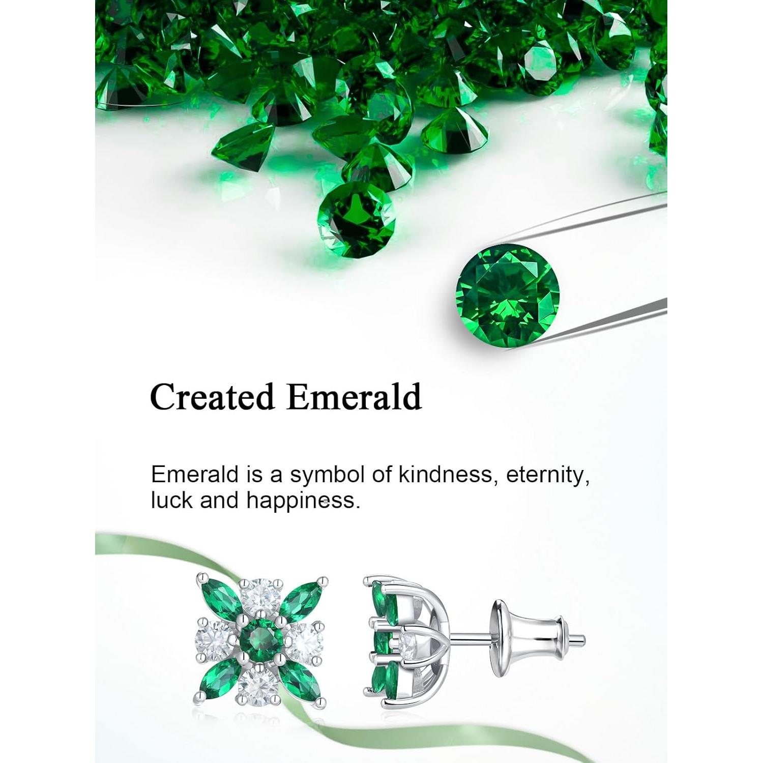 Pendientes de botón de Moissanite y Esmeralda 1.64ct FWM