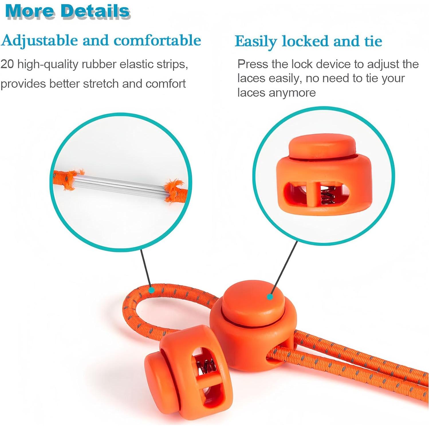 Cordoneras Elásticas Sin Nudos VESONNY - Reflectantes 119 cm