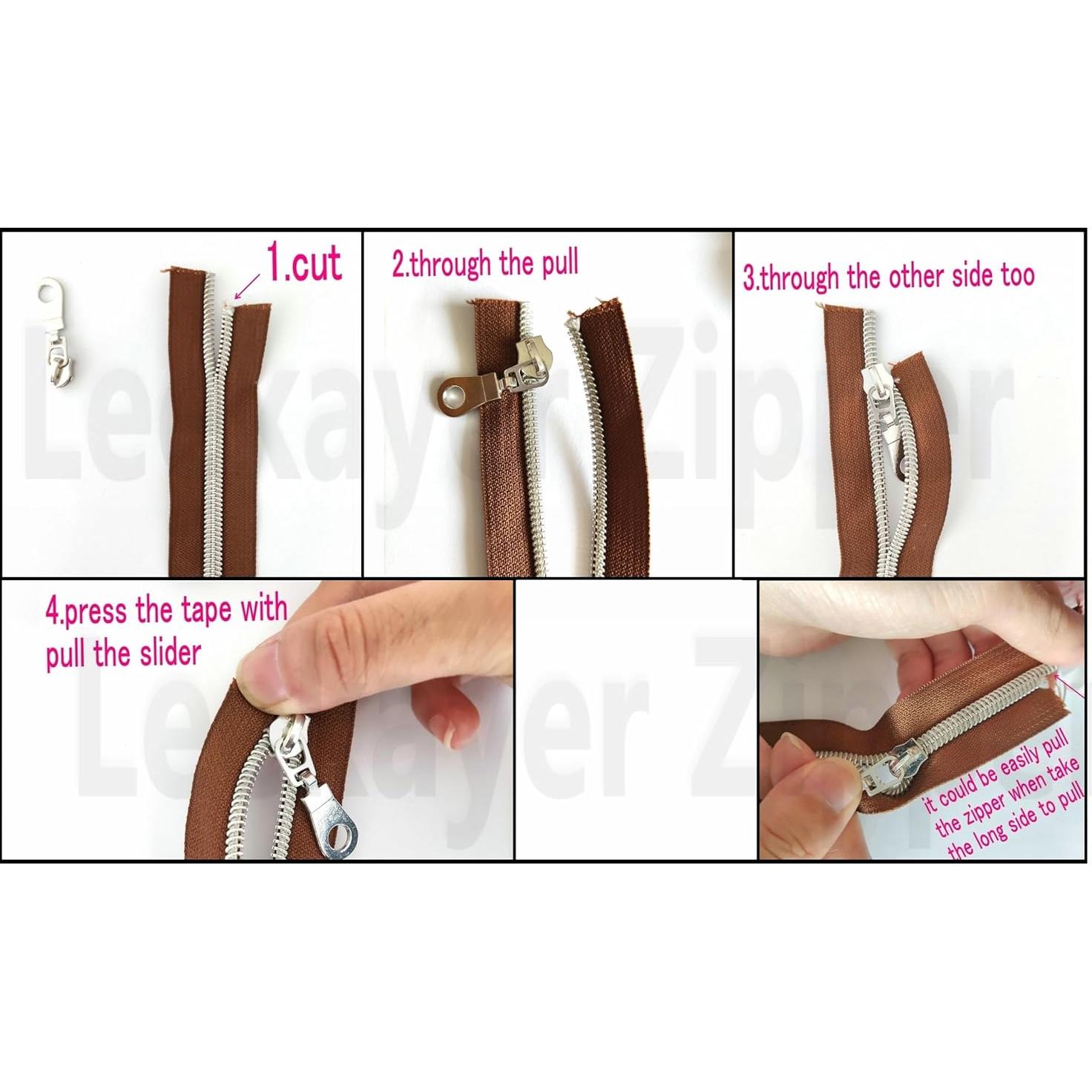 Cremalleras de Nylon Beige Leekayer #3 10 Yardas + 25 Deslizadores