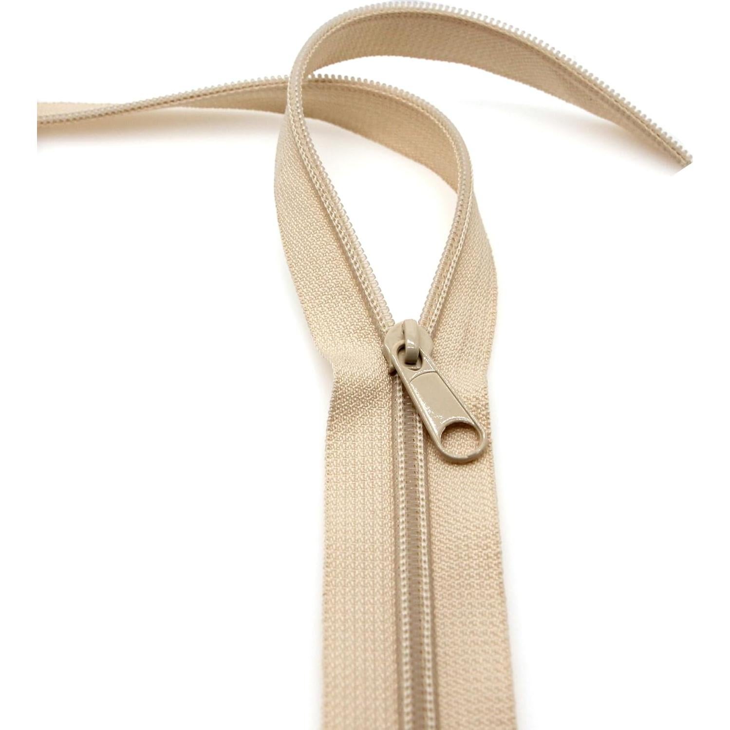 Cremalleras de Nylon Beige Leekayer #3 10 Yardas + 25 Deslizadores