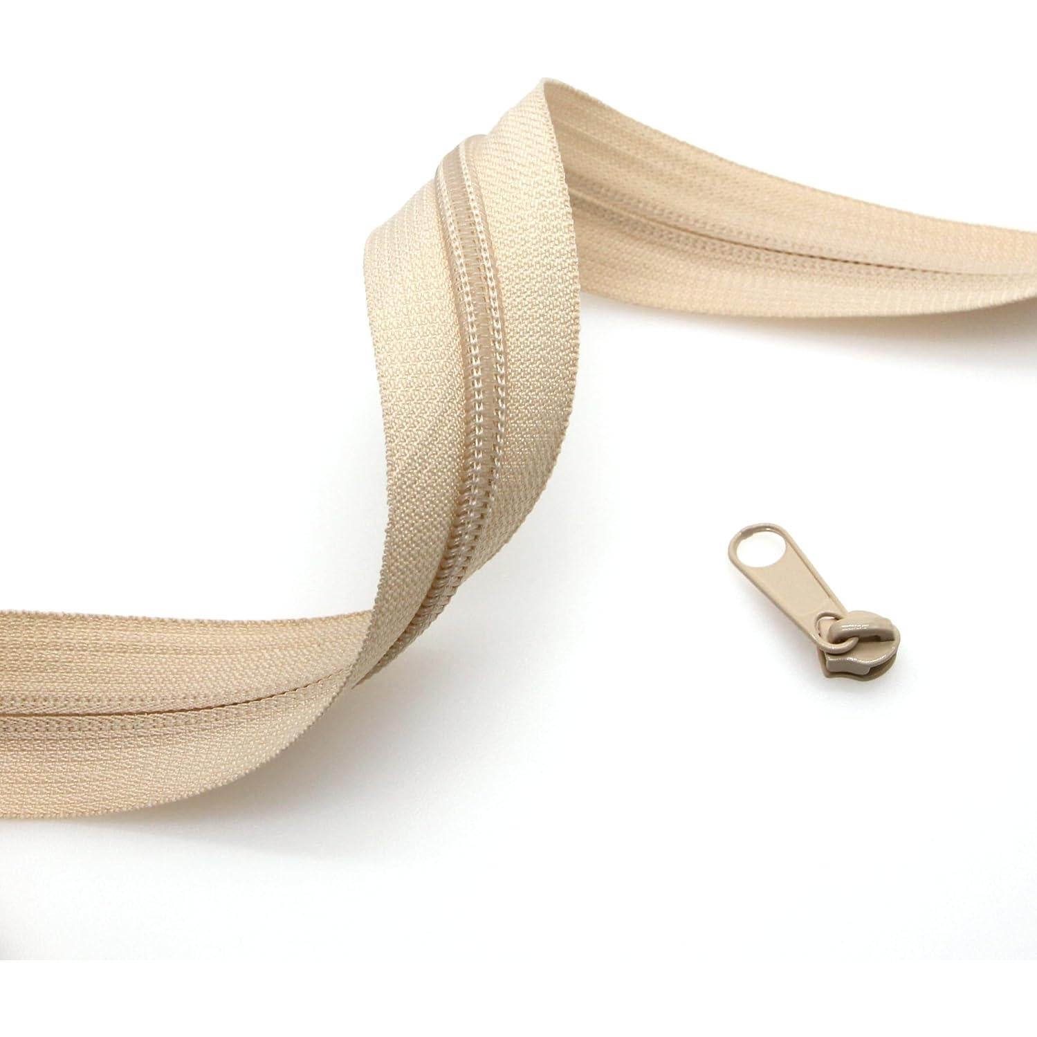 Cremalleras de Nylon Beige Leekayer #3 10 Yardas + 25 Deslizadores