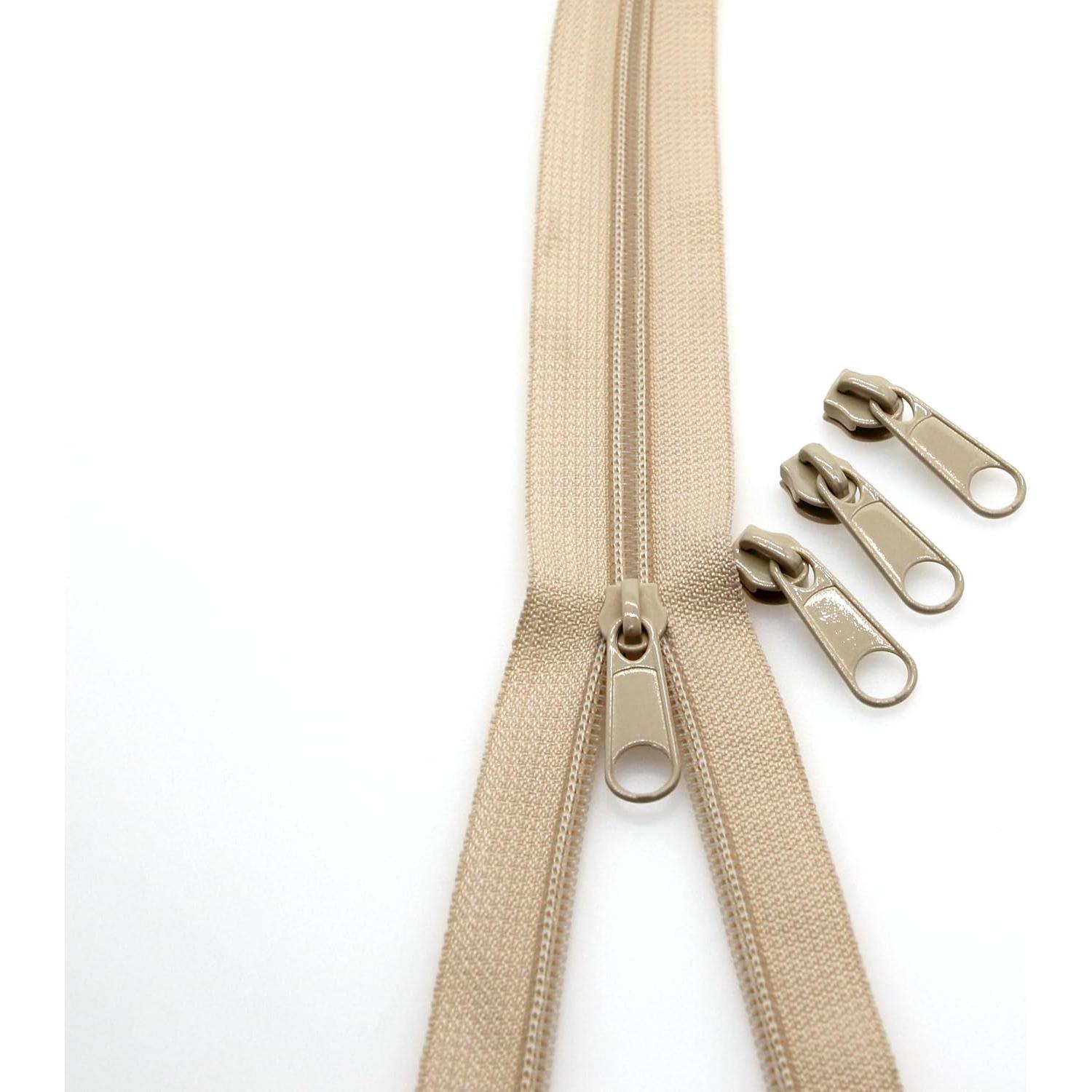 Cremalleras de Nylon Beige Leekayer #3 10 Yardas + 25 Deslizadores
