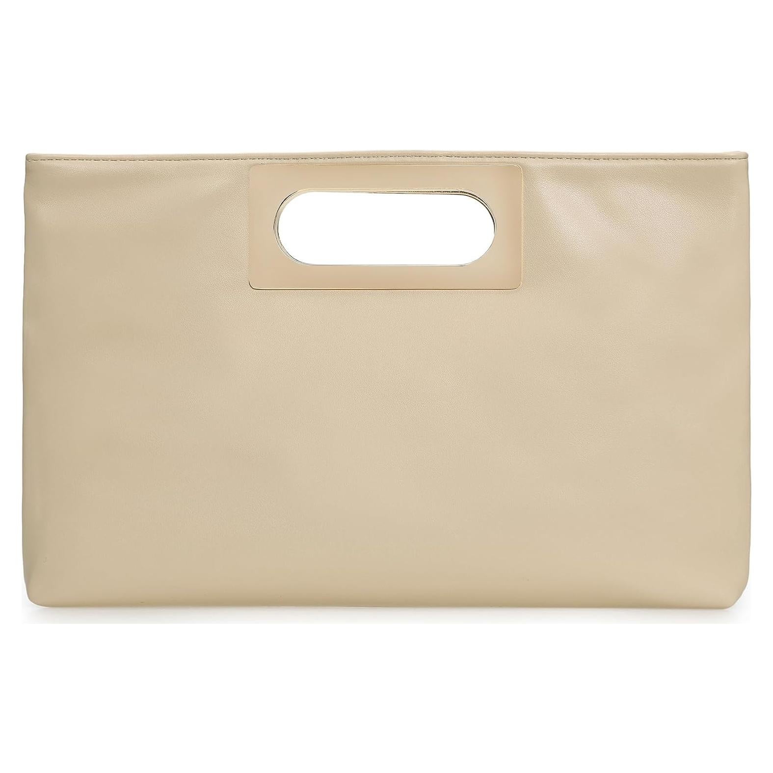Bolso Clutch de PU Cuero Beige para Mujeres - 31.1x20.3 cm
