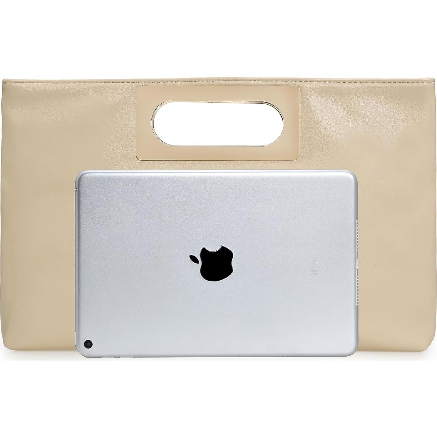 Bolso Clutch de PU Cuero Beige para Mujeres - 31.1x20.3 cm