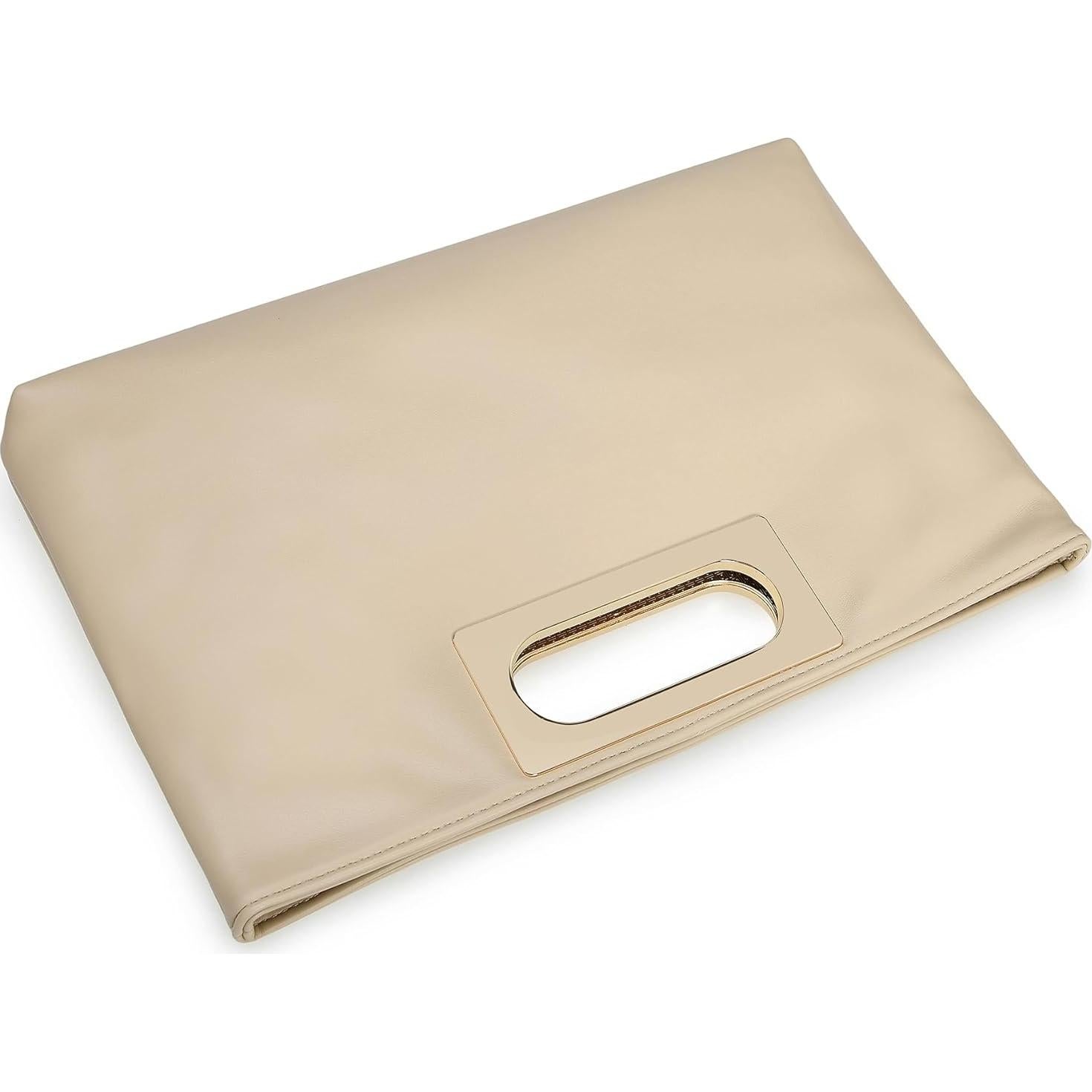 Bolso Clutch de PU Cuero Beige para Mujeres - 31.1x20.3 cm