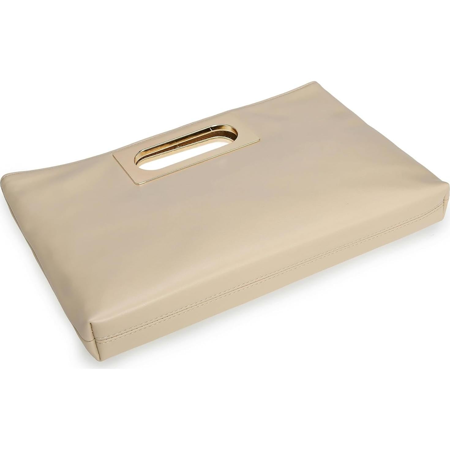 Bolso Clutch de PU Cuero Beige para Mujeres - 31.1x20.3 cm