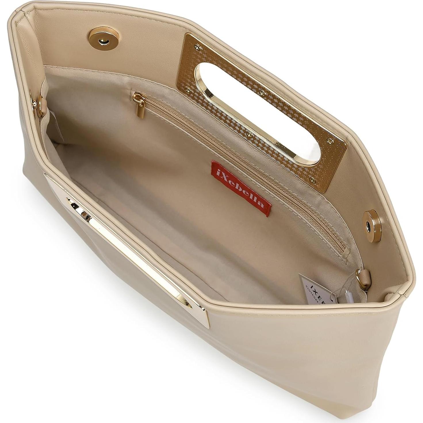 Bolso Clutch de PU Cuero Beige para Mujeres - 31.1x20.3 cm