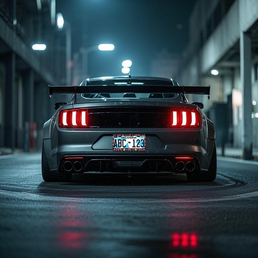 Marco de Placa de Licencia Floral PINFFSHU 31.5x16.2 cm 2 Pcs