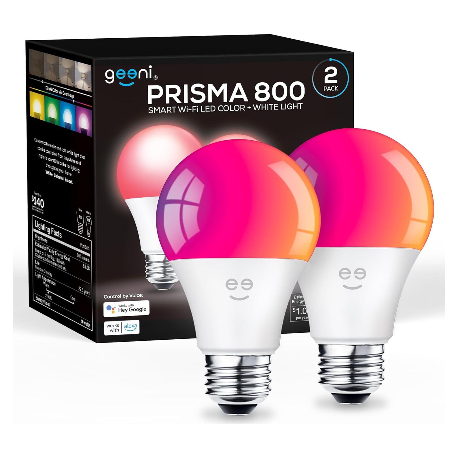 Bombillas Inteligentes Geeni Prisma 2-Pack LED RGBW 800 Lúmenes