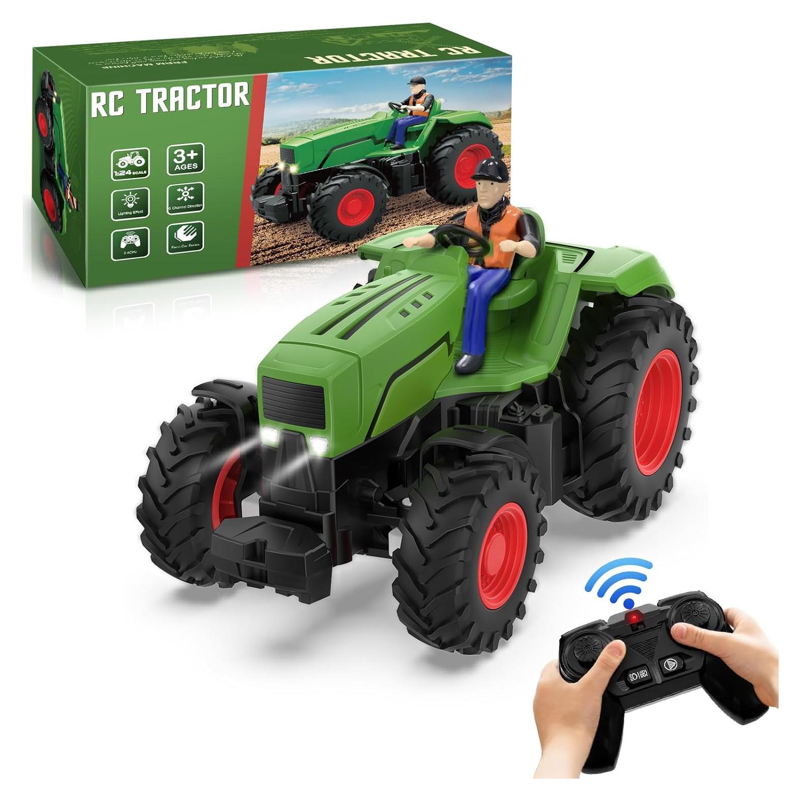 Tractor RC Uarzt 1:24 con Granjero y Luz para Niños