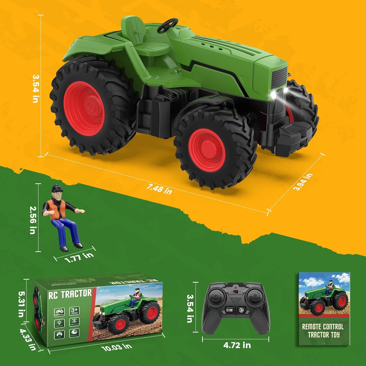 Tractor RC Uarzt 1:24 con Granjero y Luz para Niños