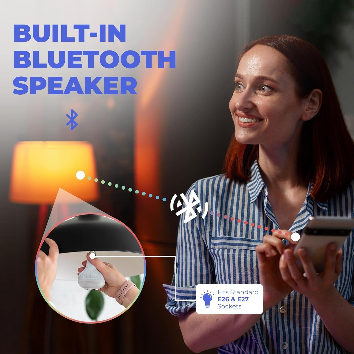 Bombilla LED Skylar E26 con altavoz Bluetooth y control remoto
