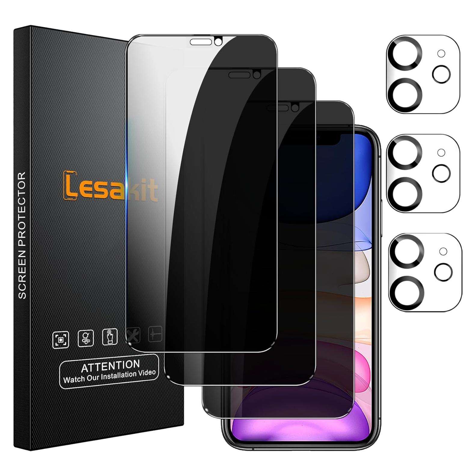 Protector de Pantalla Privado Lesakit para iPhone 11 6.1" 9H