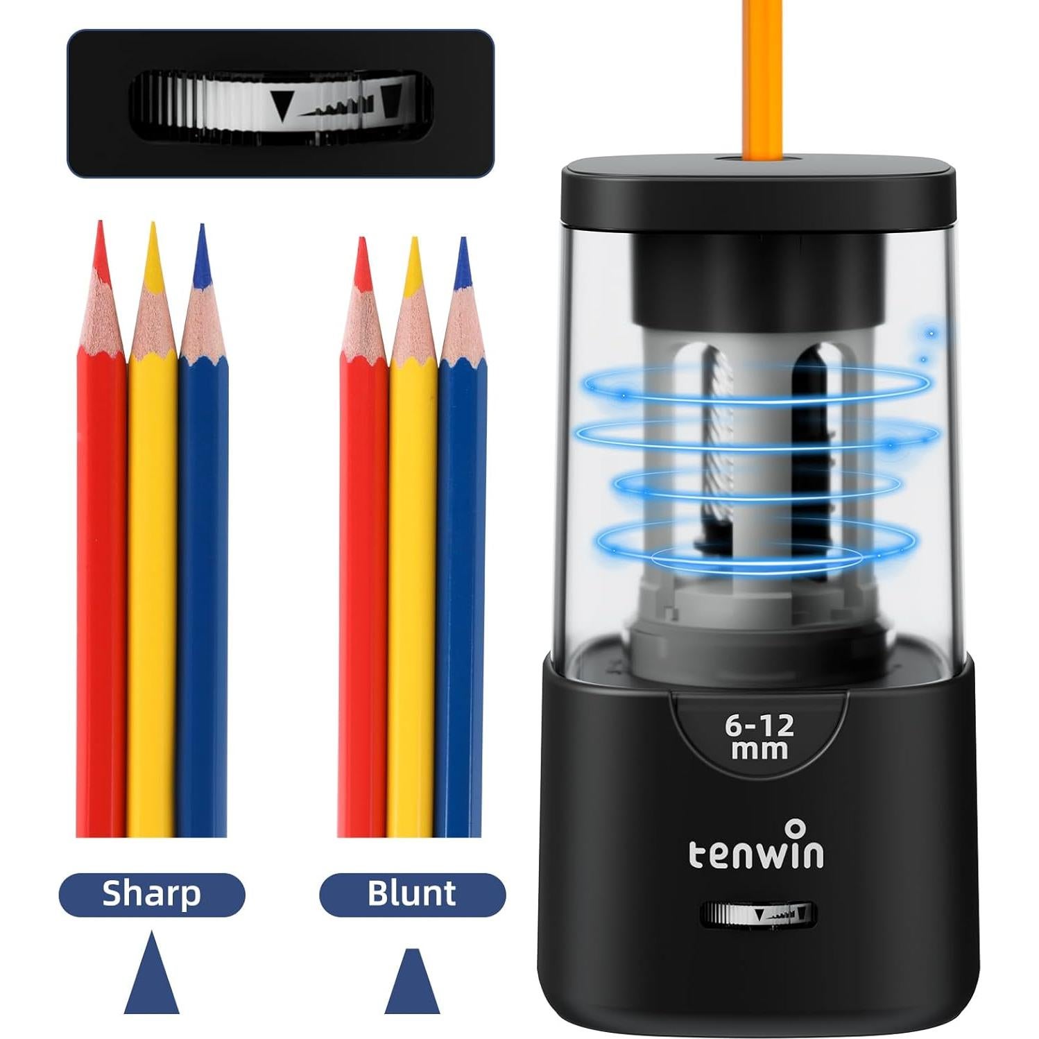 Sacapuntas Eléctrico Tenwin TW8041 - Afilado Rápido 6-12mm