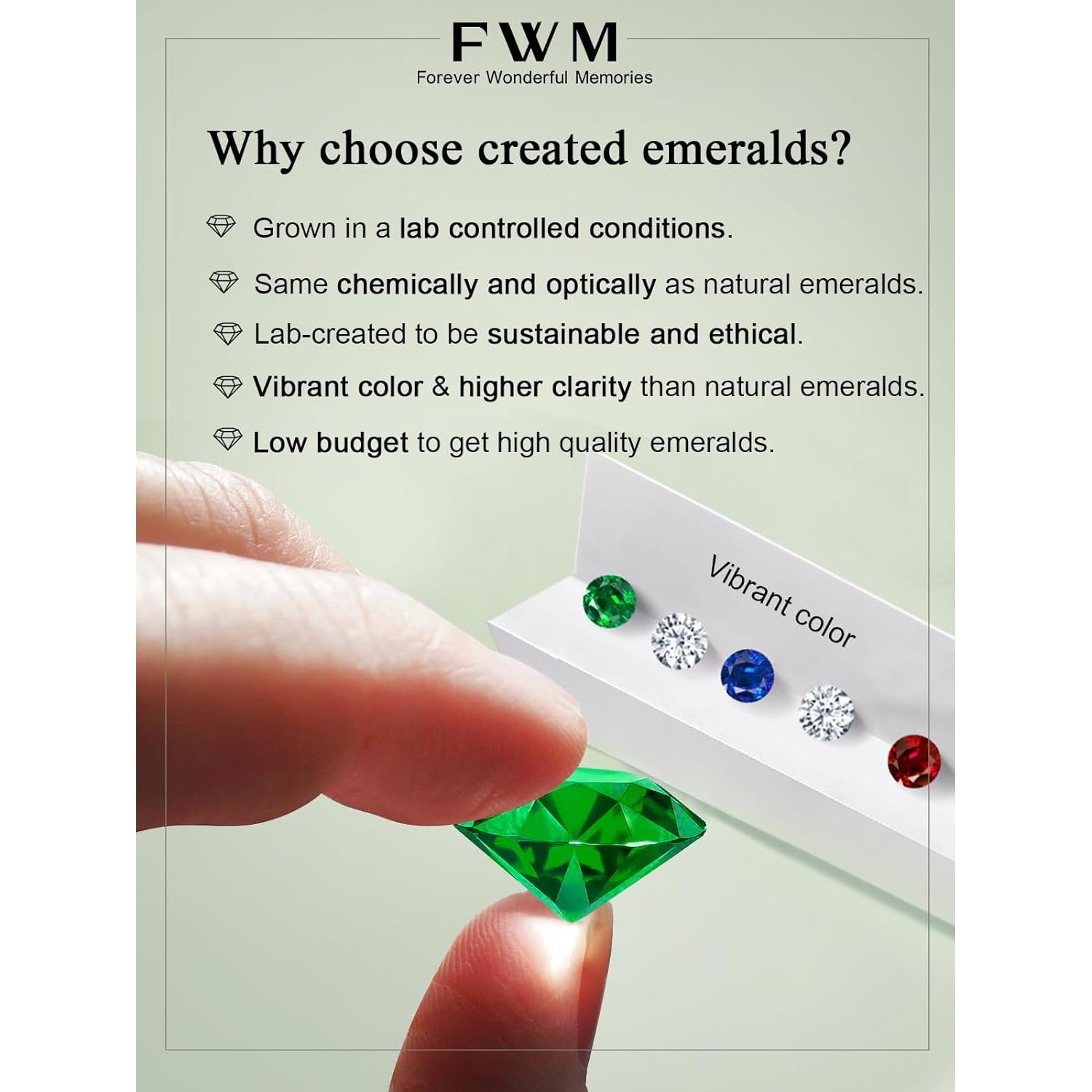 Pendientes Aros Huggie de Moissanita y Esmeralda 15mm Plata 925