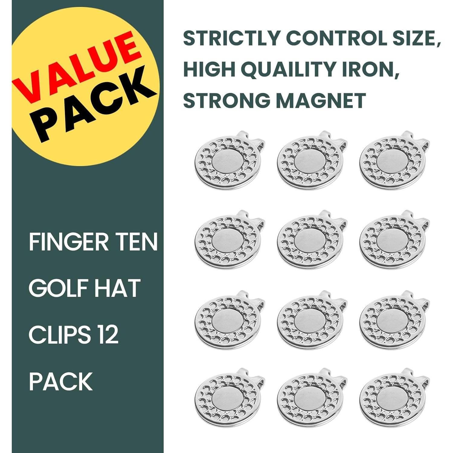 Clip Magnético para Marcador de Pelotas de Golf FINGER TEN - 12 Piezas Plata