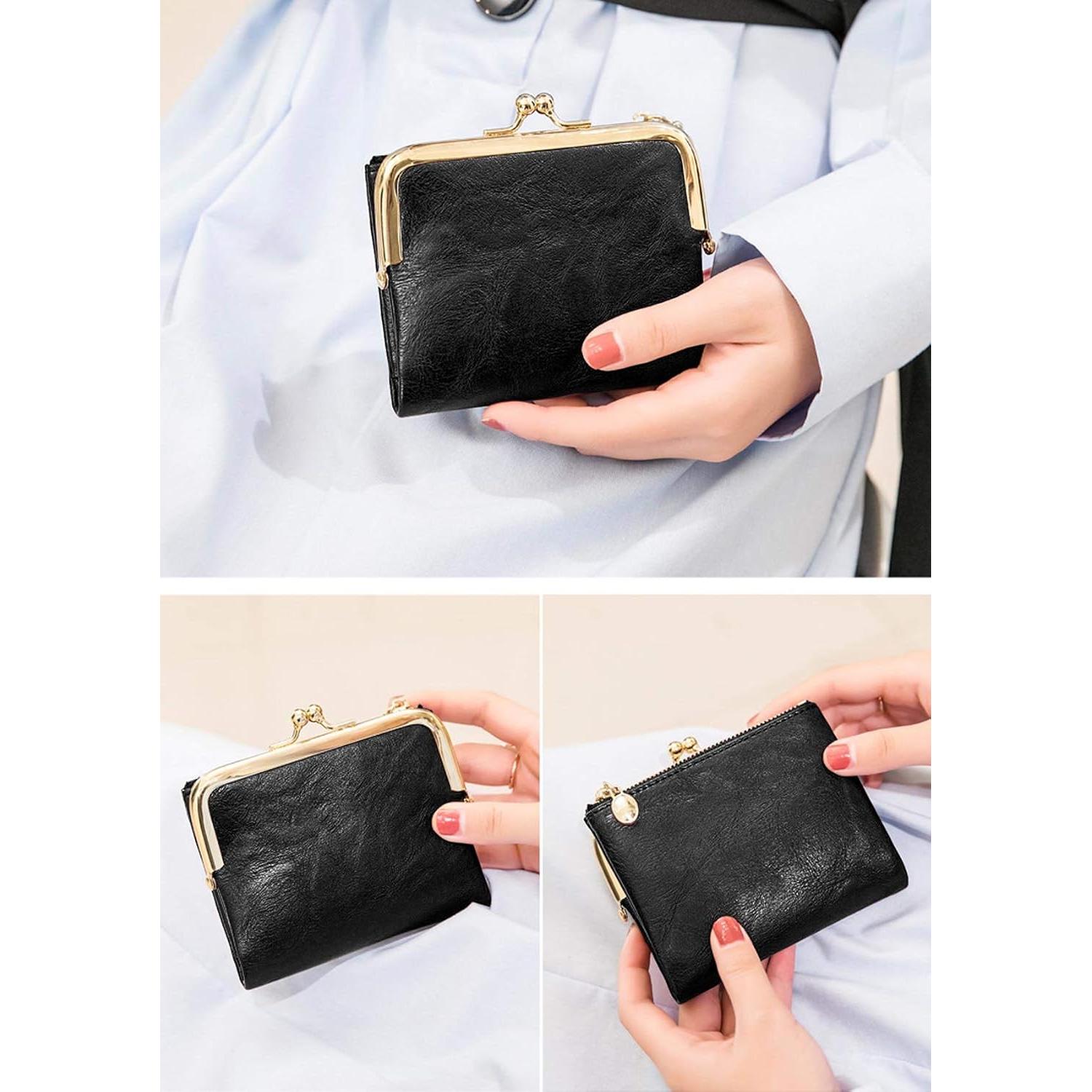 Cartera PofeeXIO para Mujeres RFID Compacta de Cuero 12x10x2cm