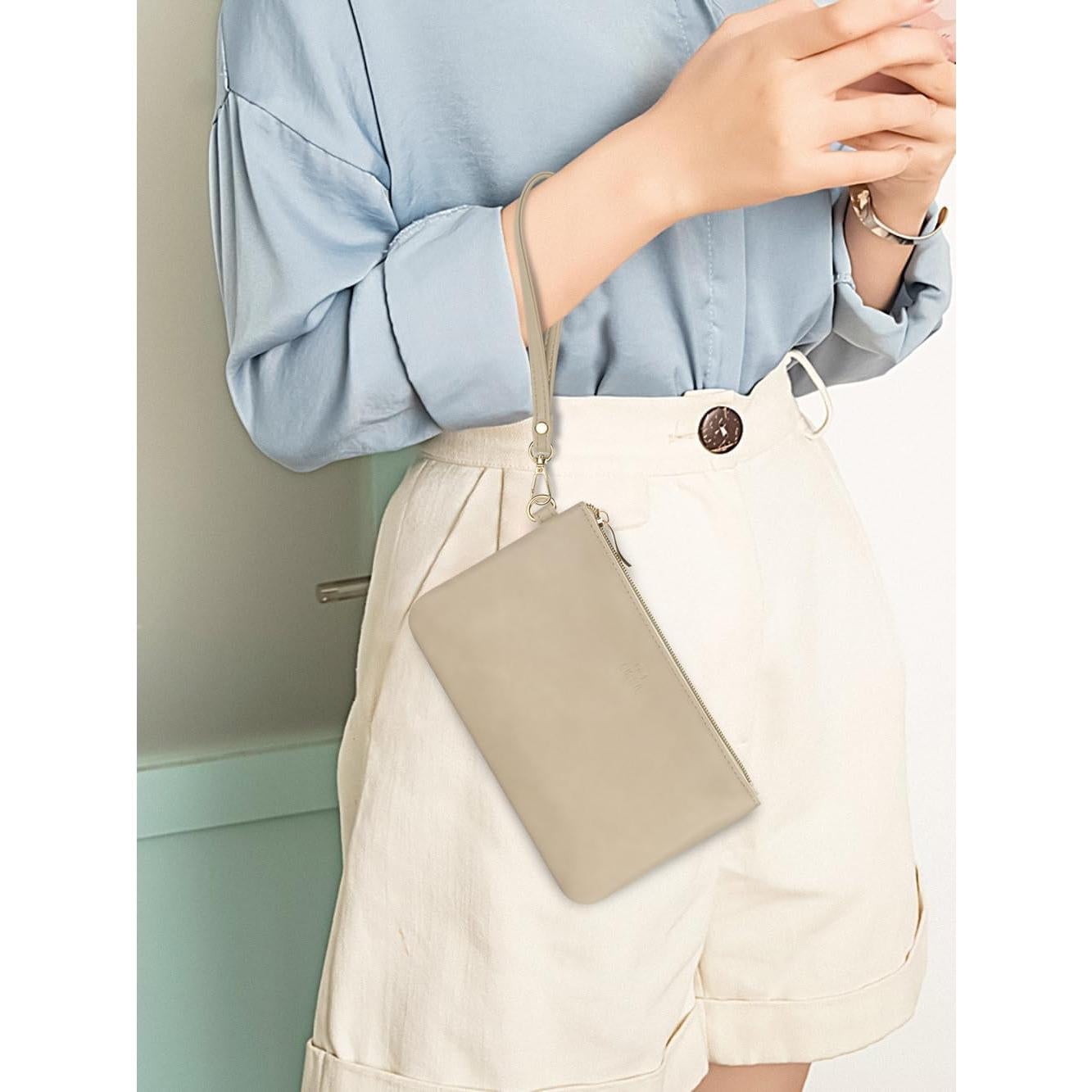 Monedero de Muñeca GM LIKKIE Beige para Mujeres 21x13cm