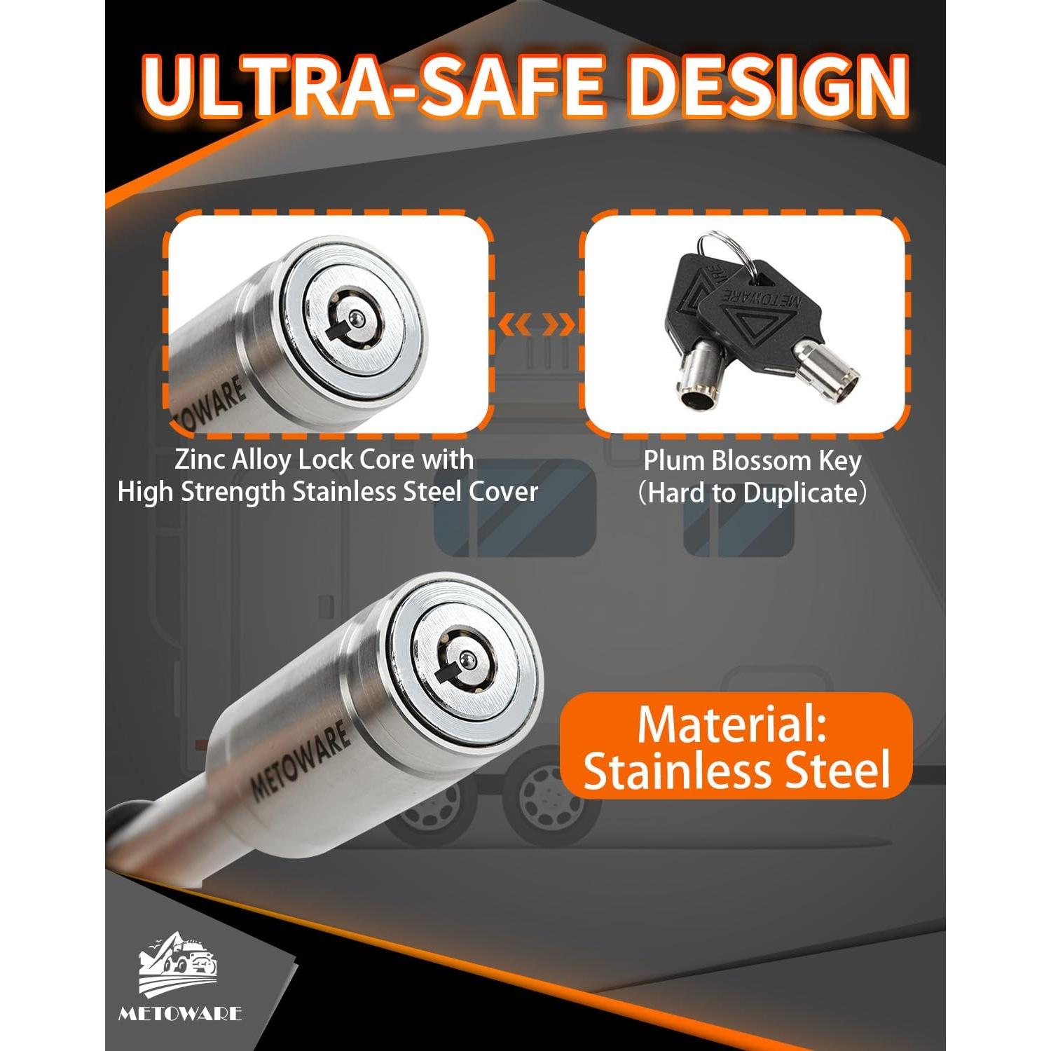 Cerradura de Remolque METOWARE de Acero Inoxidable 5.1 cm